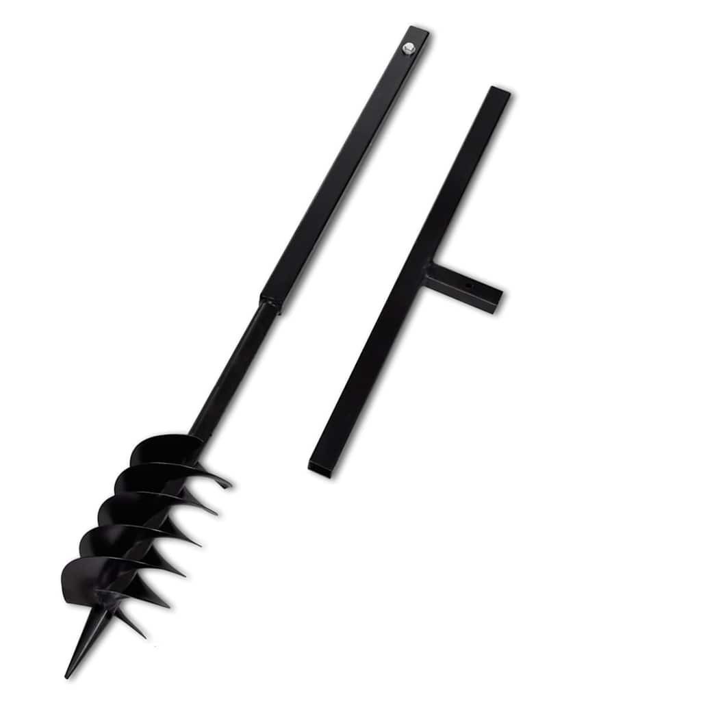 vidaXL Erdbohrer Bohrer mit Griff 120 mm Doppelspirale Schwarz, Erdlochbohrer 120mm Brunnenbohrer Erdbohrgerät Brunnenbau Bohrgerät