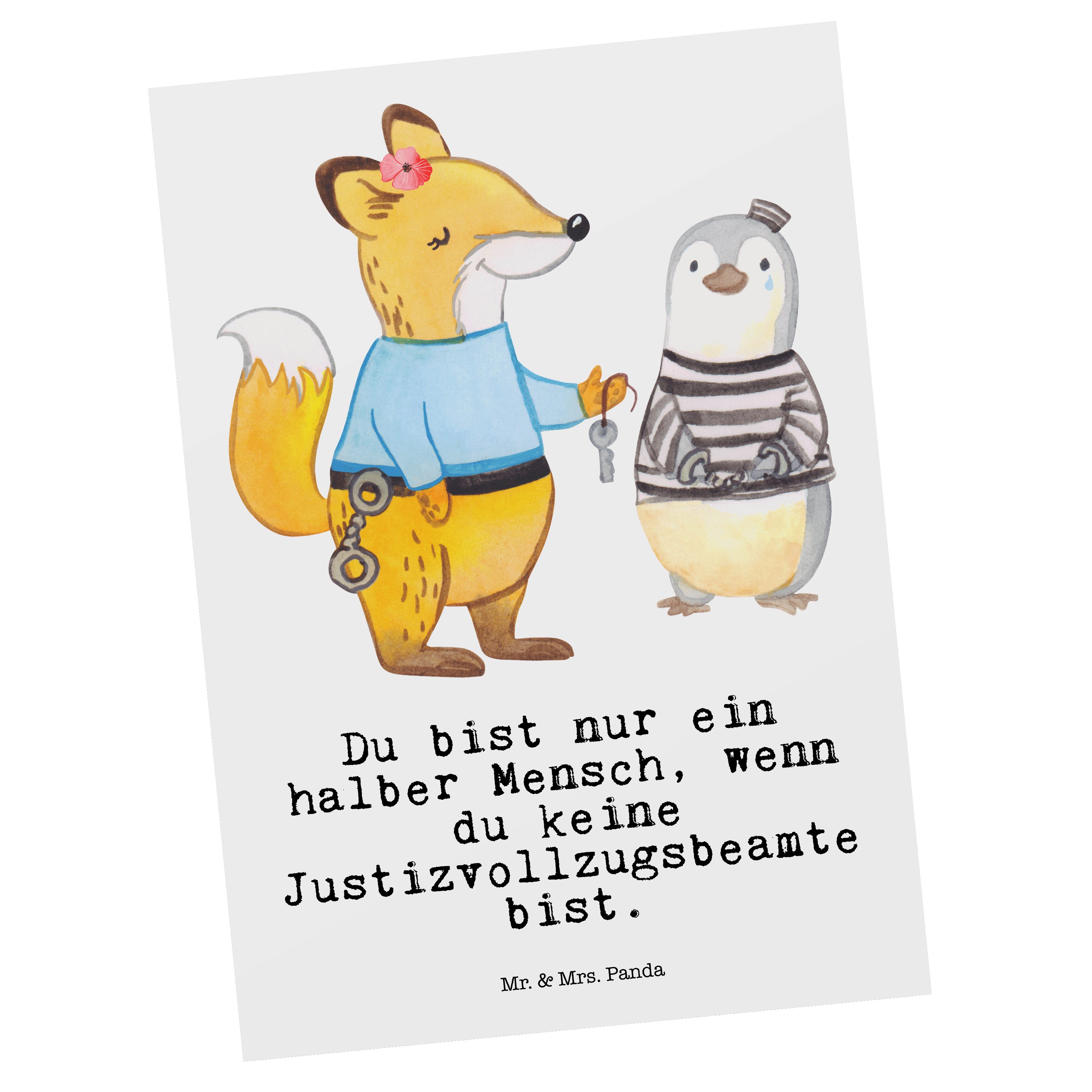 Mr. & Mrs. Panda Postkarte Justizvollzugsbeamte mit Herz - Weiß - Geschenk, Gefängniswärterin, D