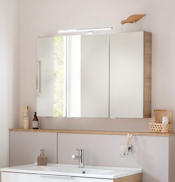 FACKELMANN Badezimmerspiegelschrank B.brillant LED Spiegelschrank 100cm - Ast Eiche