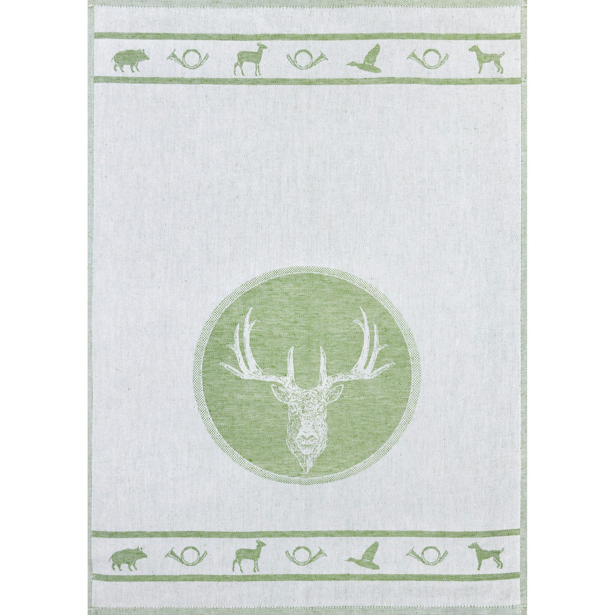 Kracht Geschirrtuch Geschirrtuch "Jagd" 3er-Pack, Halbleinen Motiv