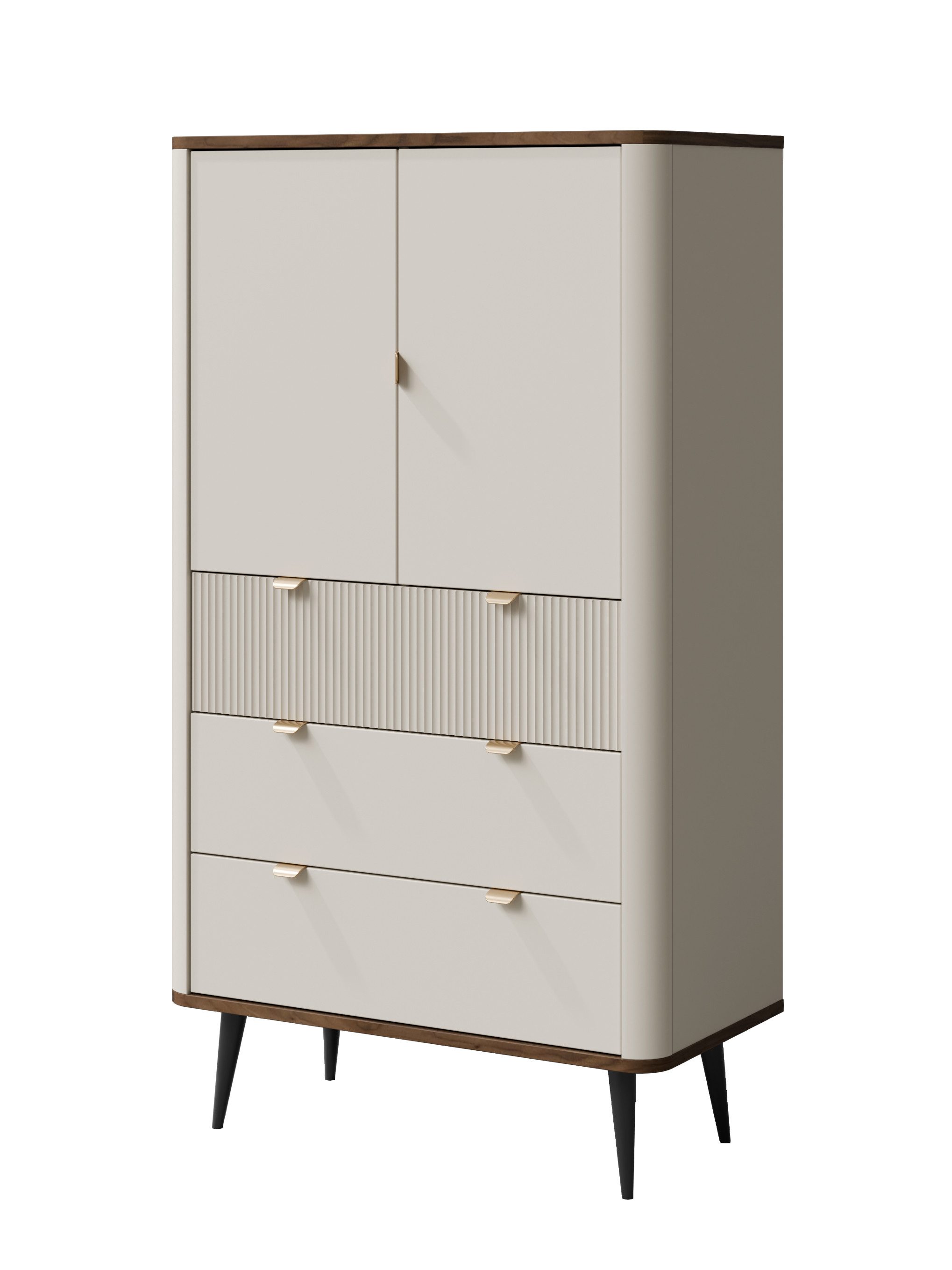 Compleo Hochkommode mit 3 Schubladen und zwei Türen, Elegant und modern LILIA