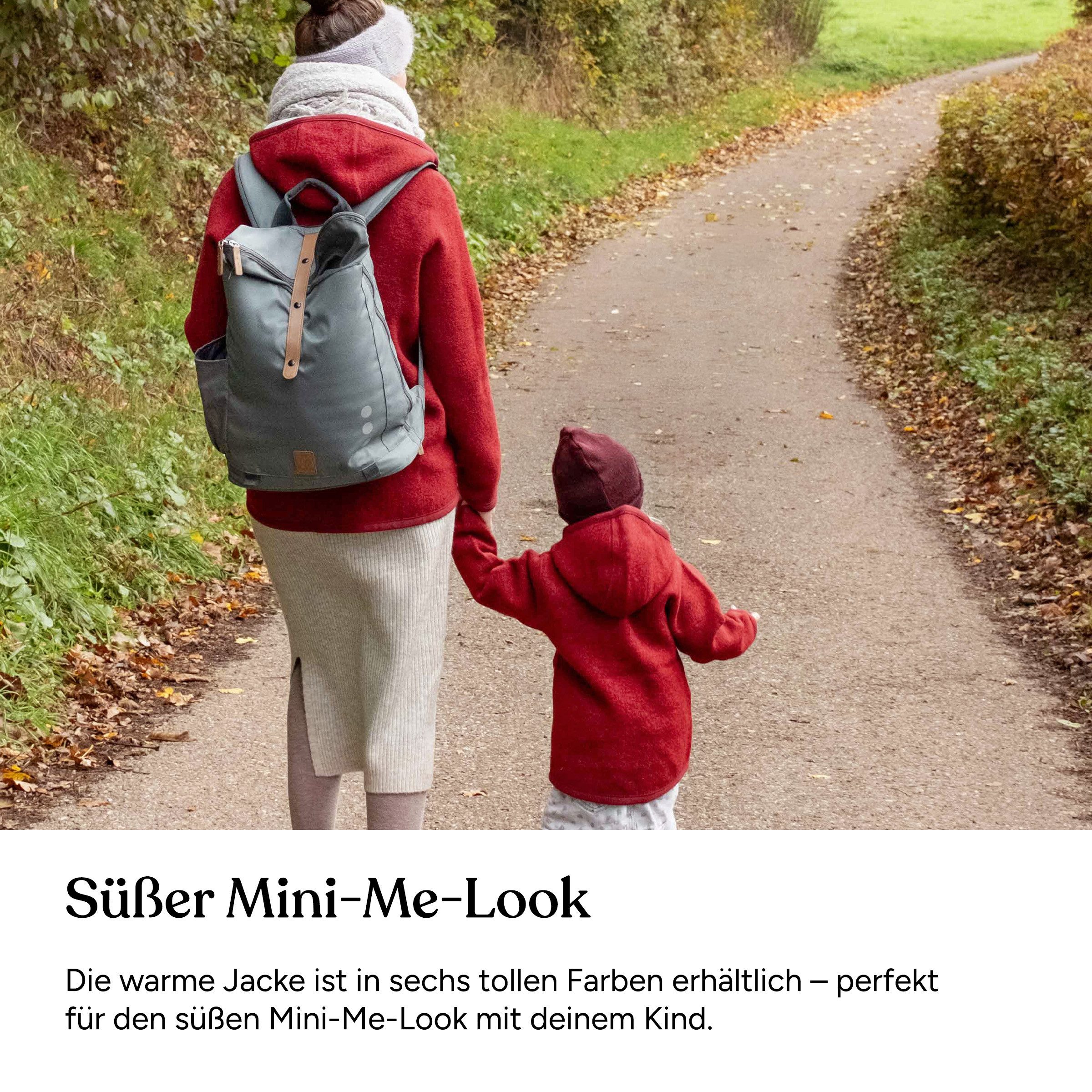 Ehrenkind Walkjacke Damen-Walkjacke aus Merino-Schurwolle mit Kapuze Atmungsaktiver Wollwalk aus reiner Merino-Schurwolle – Bild 4 von 5