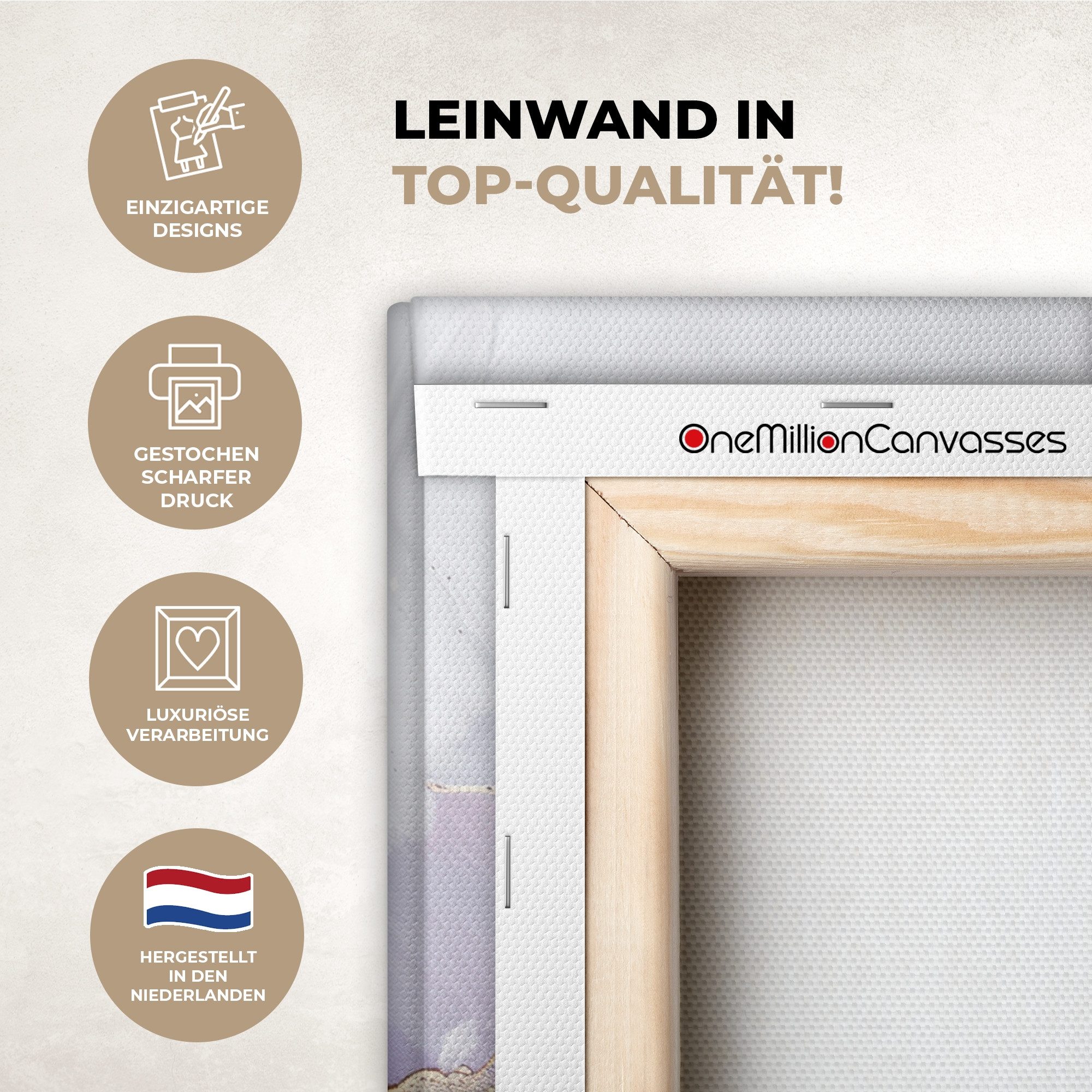 OneMillionCanvasses® Leinwandbild Lila - Modern - Marmor - Abstrakt, Fotodruck (1 St), Wandbild, Deko Schlafzimmer Wohnzimmer Flur 20x20 cm