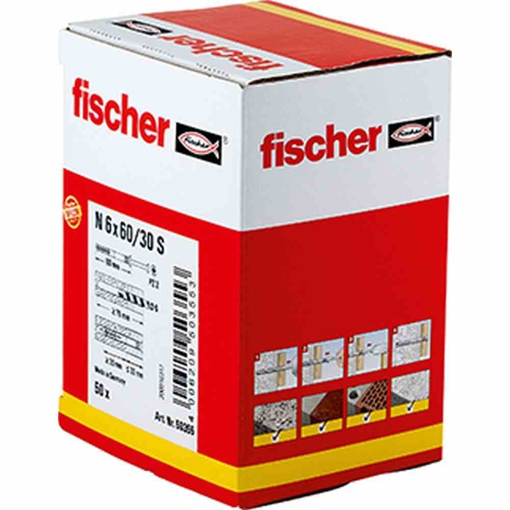 Thumbnail - fischer Universaldübel N 6 x 60/30 S Nageldübel mit Senkkopf und Nagelschraube, *** packweise, (50-tlg)