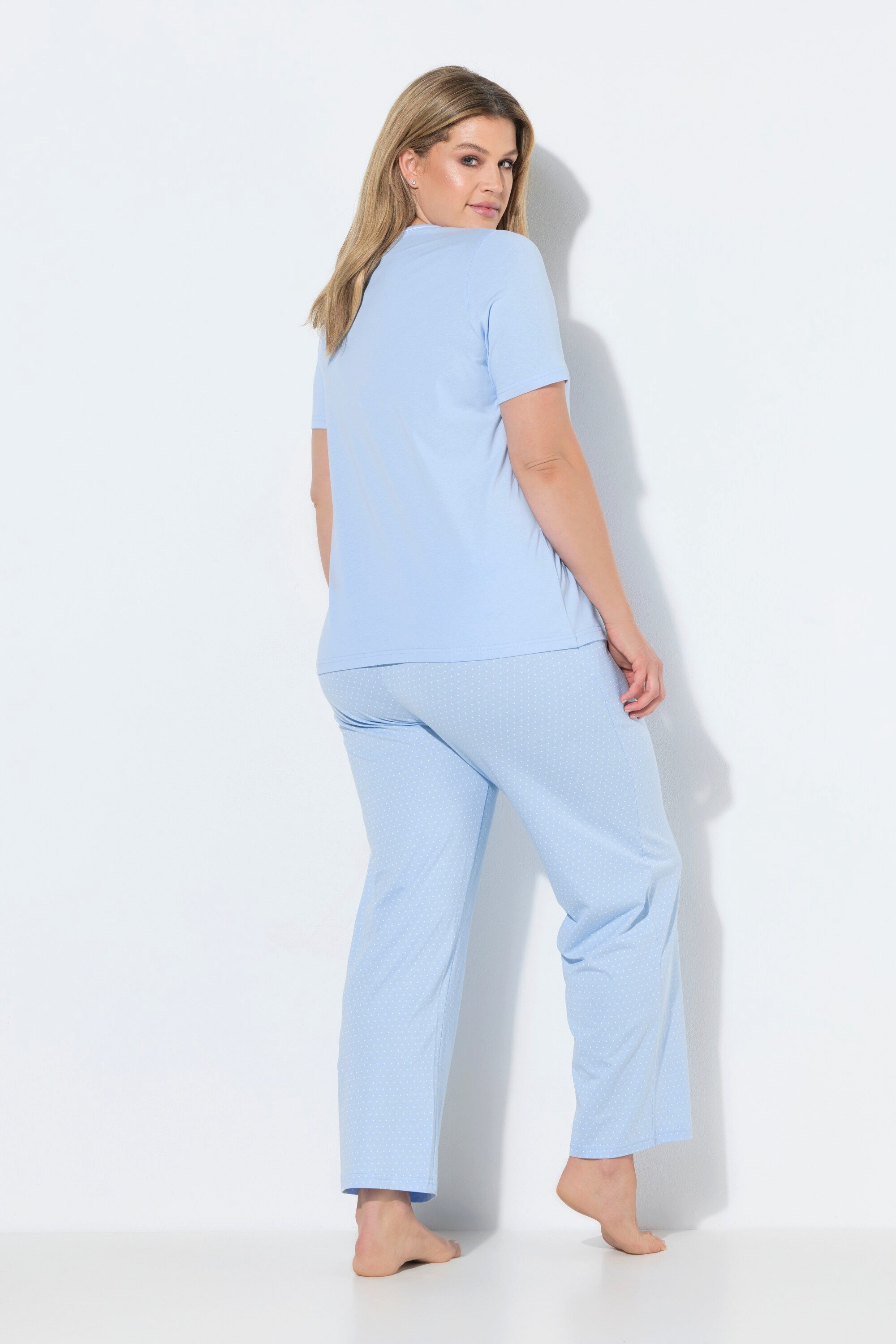 Ulla Popken Pyjama Pyjama Punkte Rundhalsausschnitt Halbarm