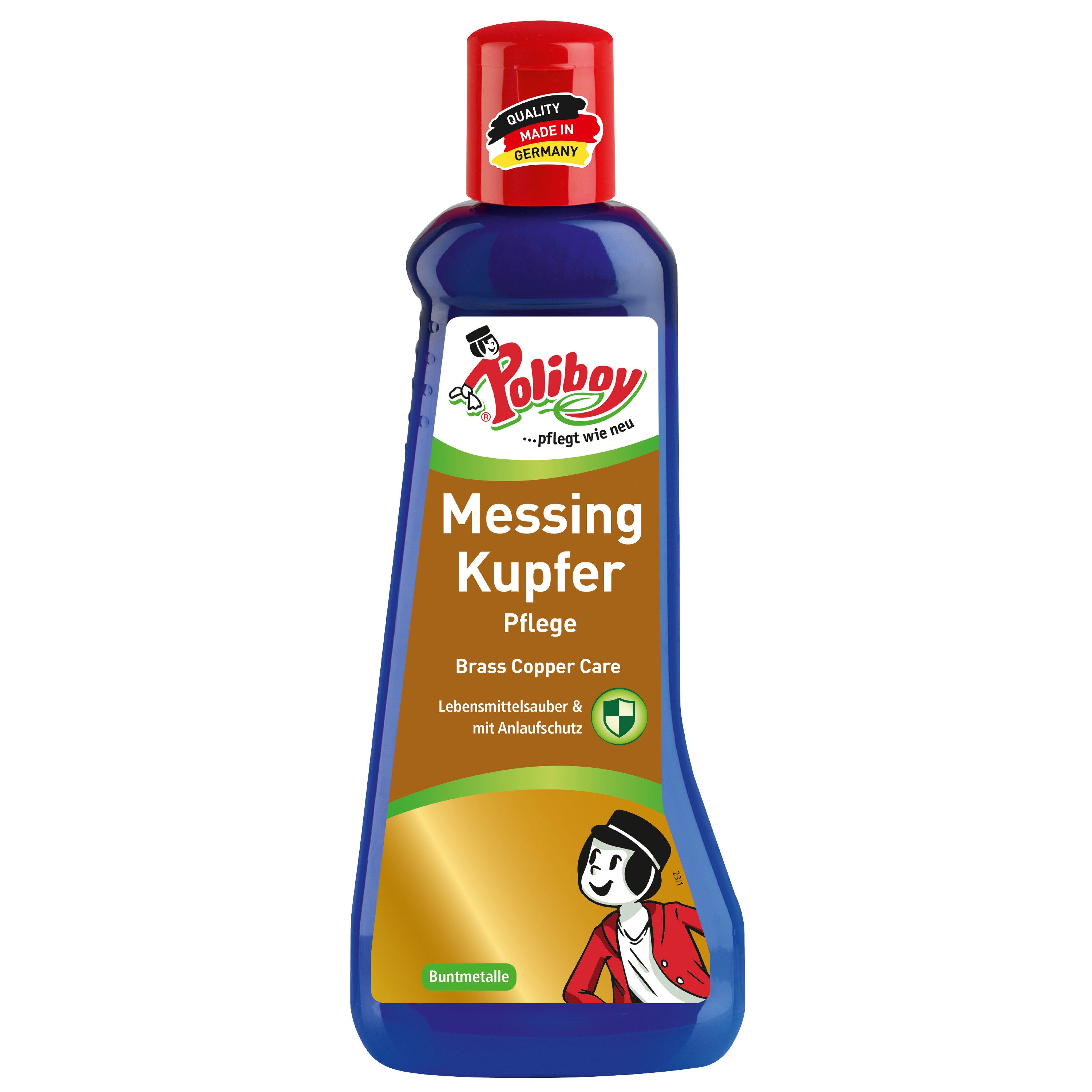 poliboy Messing Kupfer Pflege - 200ml Schmuckreiniger (zur Reinigung und Pflege - mit Anlaufschutz - Made in Germany)
