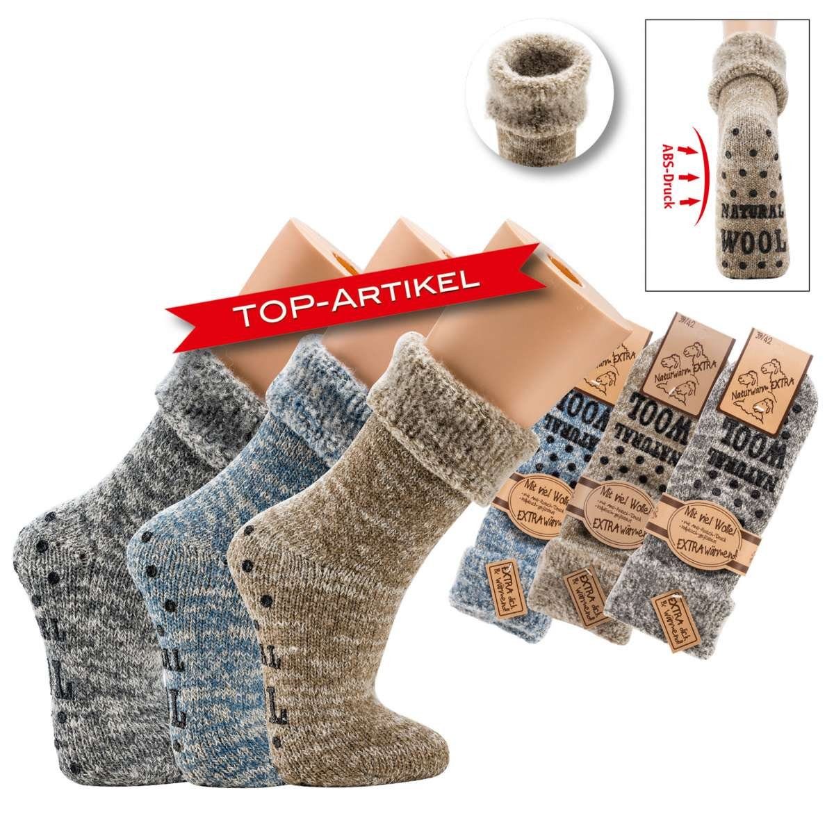 Socks 4 Fun ABS-Socken »Flauschige Thermo Wollsocken mit ABS Druck für  Herren und Frauen« (Paar, 1-Paar, 1 Paar) mit ABS-Sohle online kaufen | OTTO