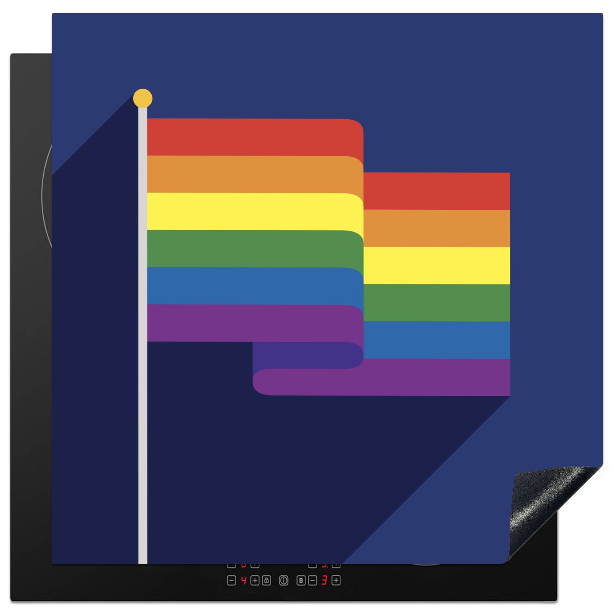Flagge Regenbogens, Illustration Herdblende-/Abdeckplatte küche tlg), (1 Farben Vinyl, in cm, MuchoWow einer Arbeitsplatte 78x78 Ceranfeldabdeckung, des den für