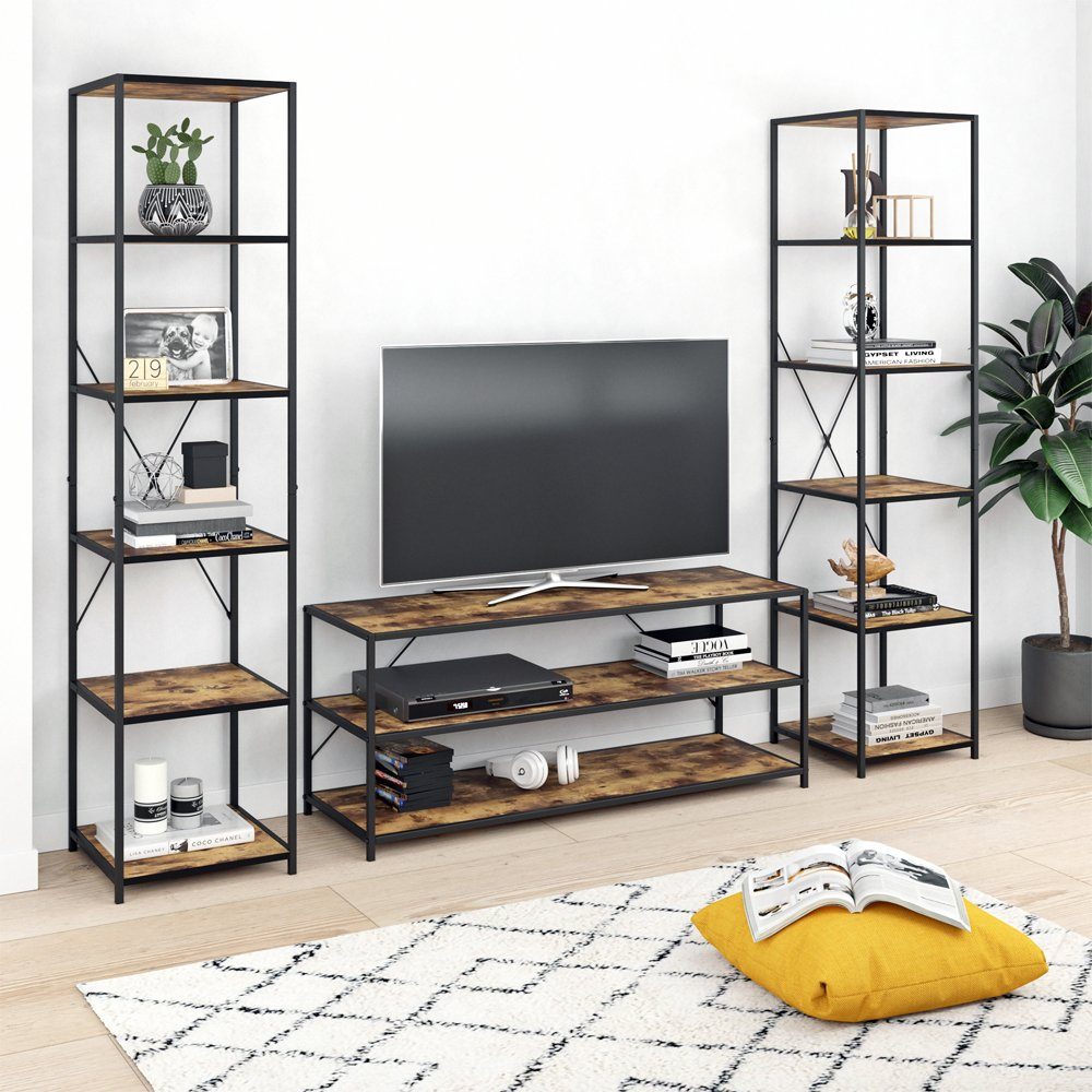 Antikholz-Optik Wandregal Bücherregal FYRK Set Sideboard Vicco Standregal Fernsehtisch