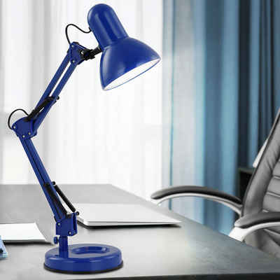 etc-shop Schreibtischlampe, Leuchtmittel nicht inklusive, Schreib Tisch Leuchte blau Wohn Arbeits Zimmer Beleuchtung Lese Lampe