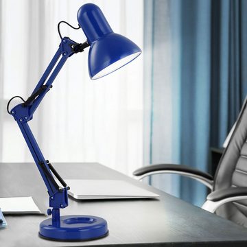 etc-shop Schreibtischlampe, Leuchtmittel inklusive, Warmweiß, Schreib Tisch Lampe verstellbar Wohn Arbeits Zimmer Leuchte blau im