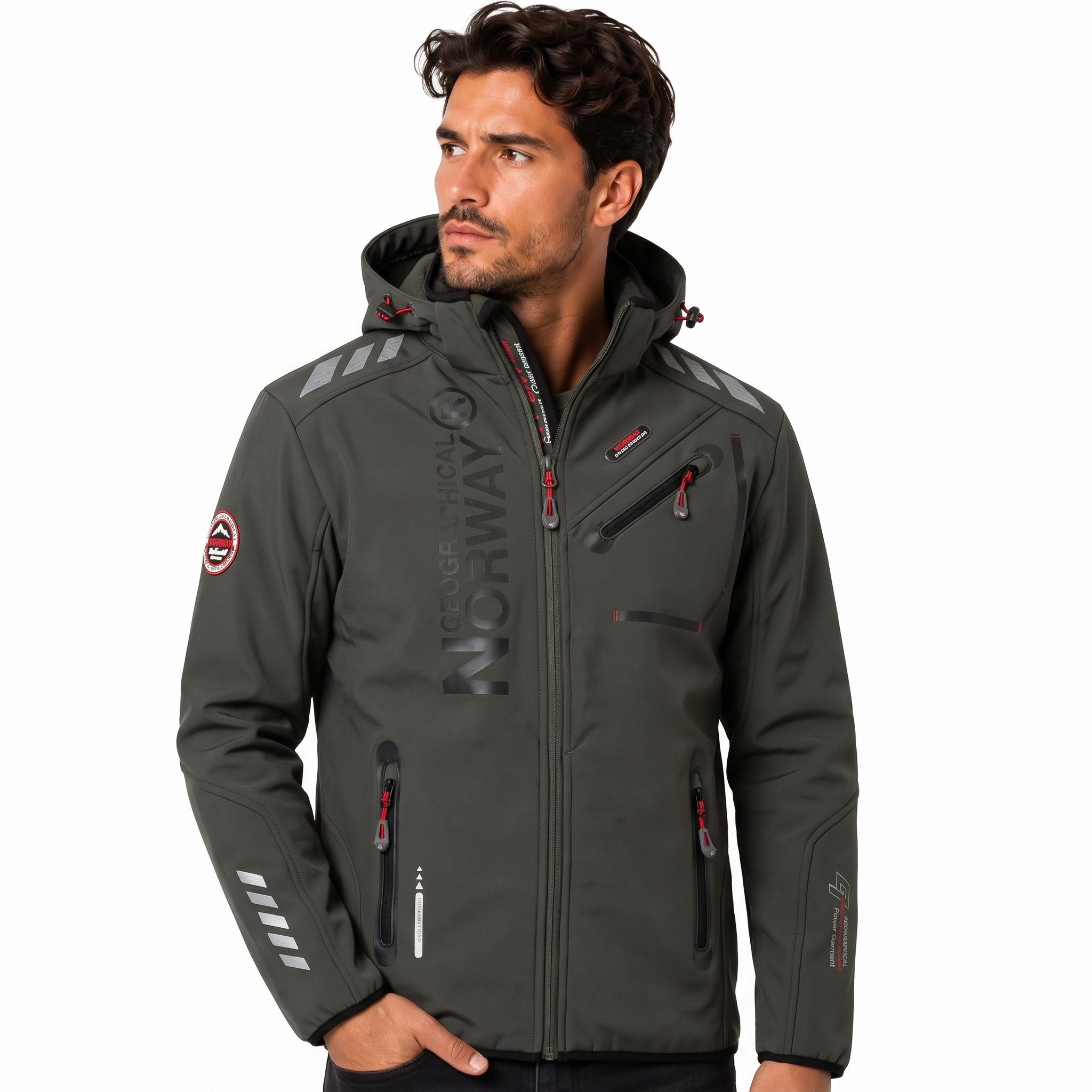 Geographical Norway Softshelljacke Herren Herbst Winter Jacke Softshell Outdoor Übergangsjacke (Packung, 1-St) Mit Kaputze S Bis 7XL