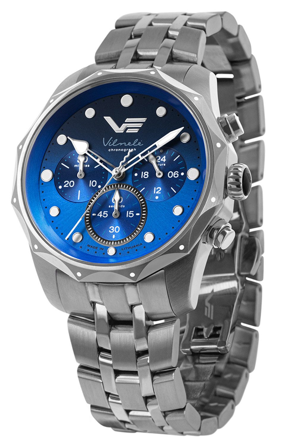 Vostok Europe Quarzuhr Chronograph Vilnele Stahl/Blau