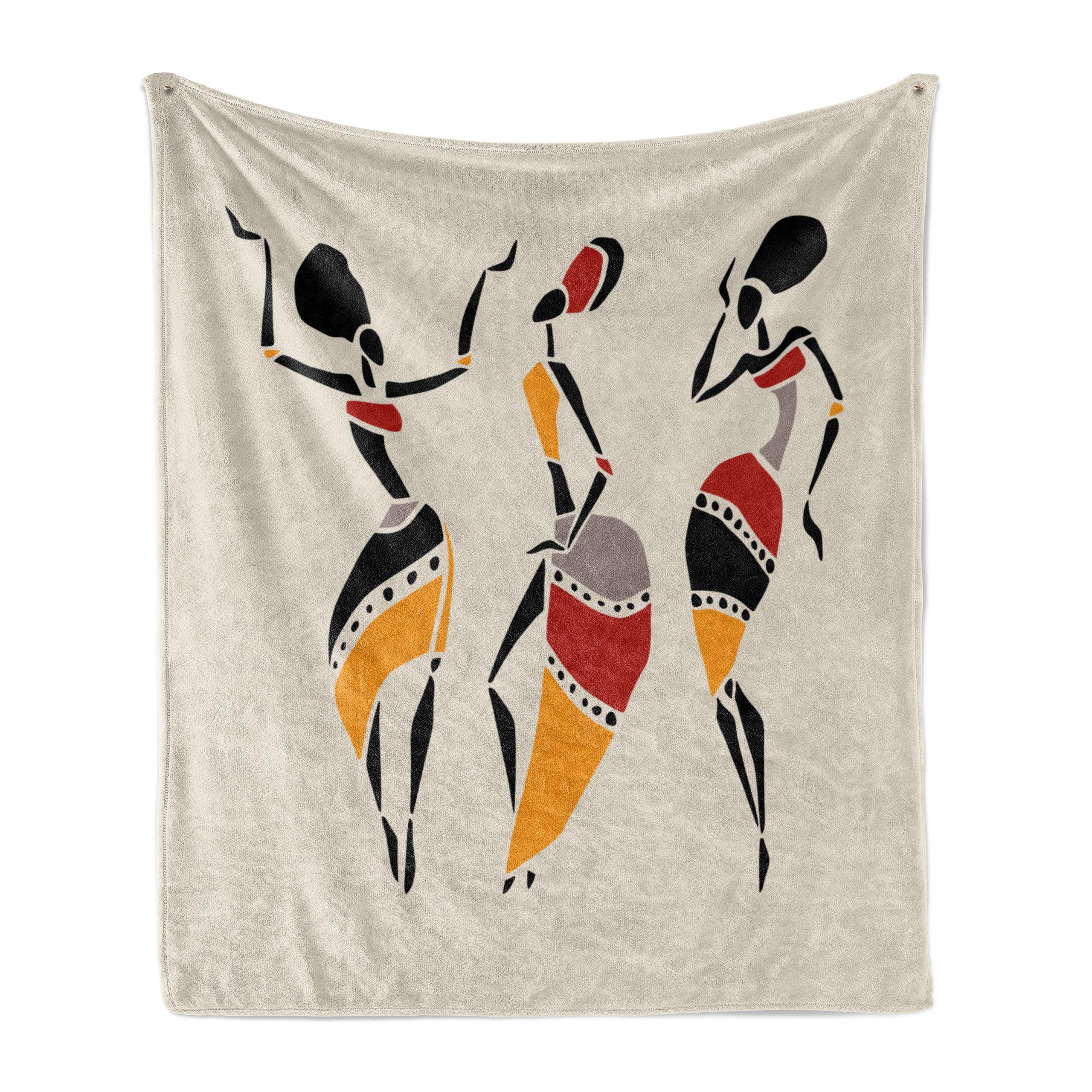 Wohndecke Gemütlicher Plüsch für Außenbereich, und Ureinwohner-Tänzer Innen- Frau den Abakuhaus, afrikanische
