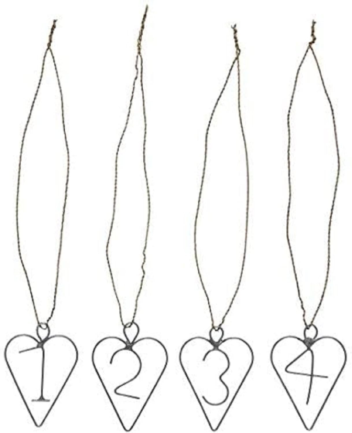 Ib Laursen Adventskerze Adventszahlen Herz Metall 1–4, Anhänger Deko für Kerzen Kranz Advent (Zahlen 1 - 4), 4er Set, Adventszahlen, Kerzendeko