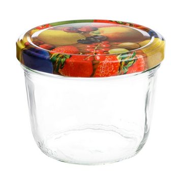 MamboCat Einmachglas 10er Set Sturzglas 230 ml To 82 Obst gelbe Birne Deckel Rezeptheft, Glas