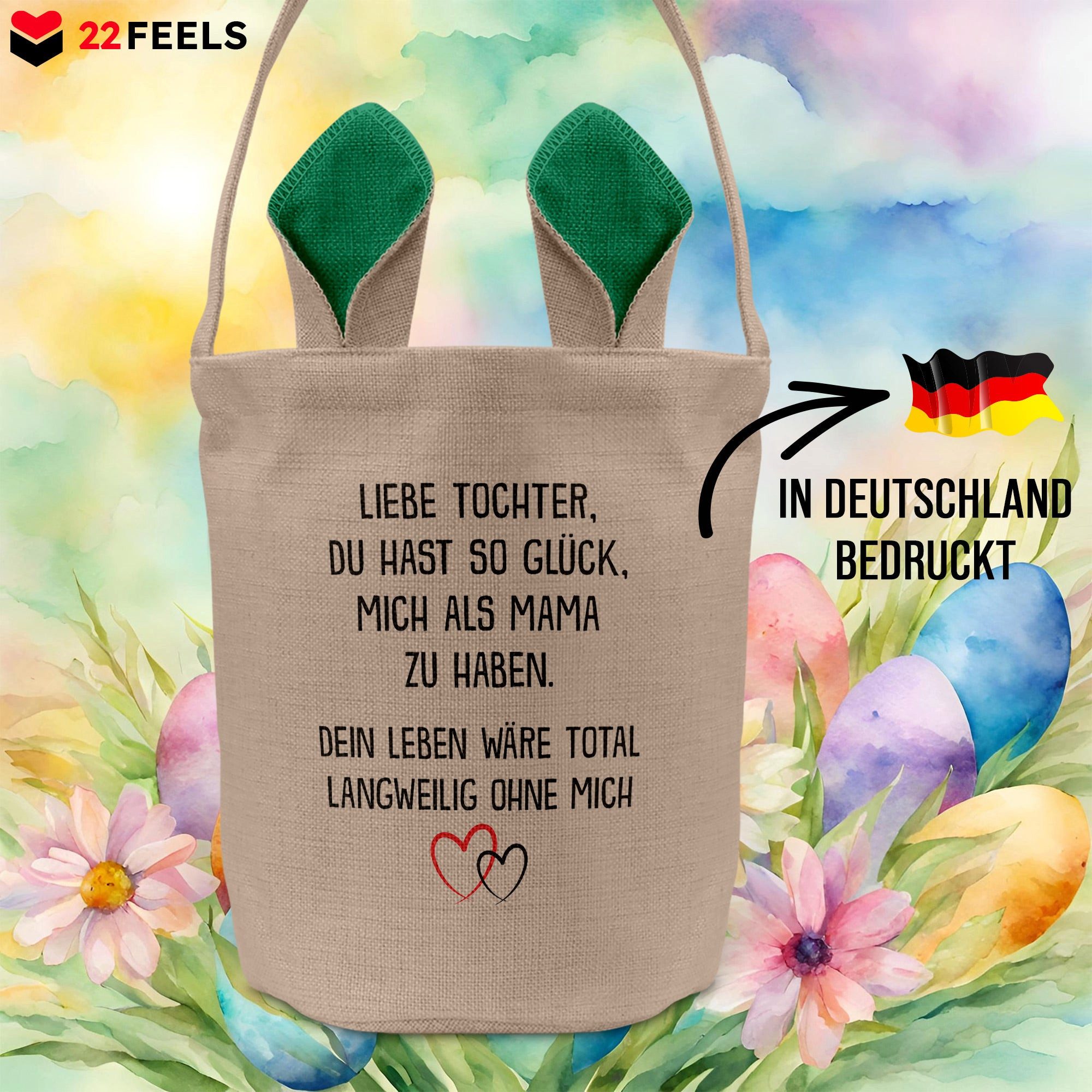 22Feels Osternest Tochter Osterkorb v. Mama Kinder Henkel Ostergeschenk Ostern Deko, In Deutschland Bedruckt