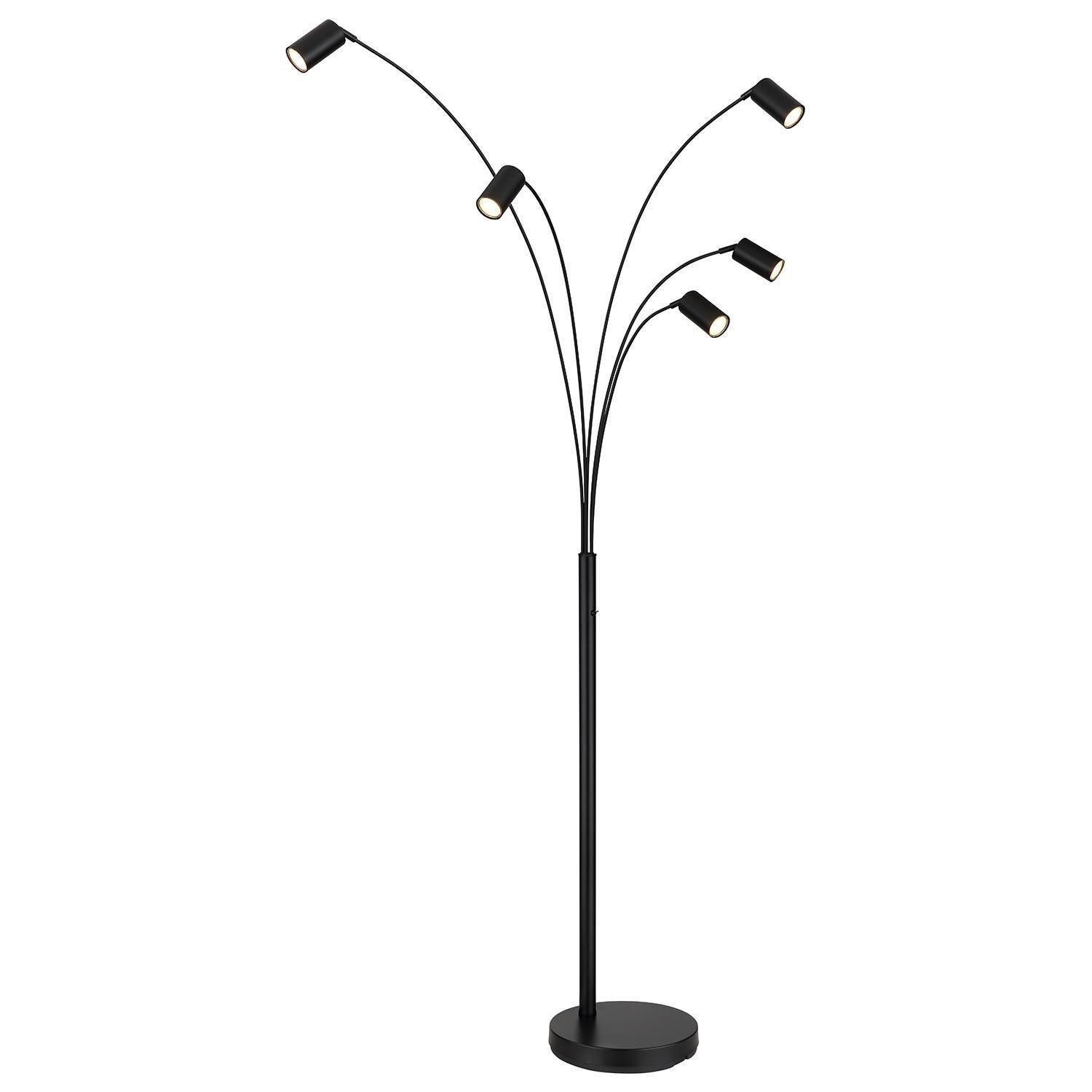 GLOBO LIGHTING Stehlampe ROBBY, 5-flammig, Schwarz, Metall, ohne Leuchtmitt günstig online kaufen