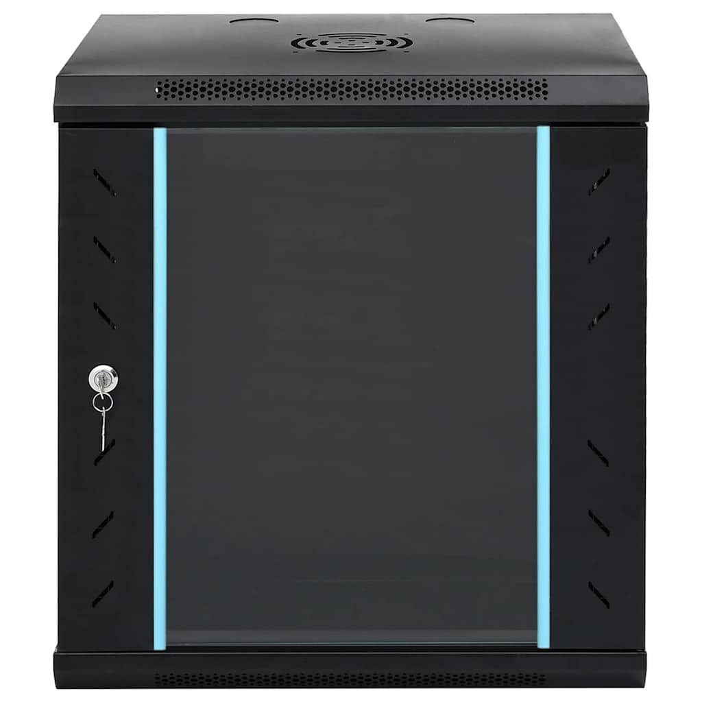vidaXL Netzwerkschrank mit Speicher Schwarz 53 x 45 x 60 cm Stahl Netzwerk-Adapter