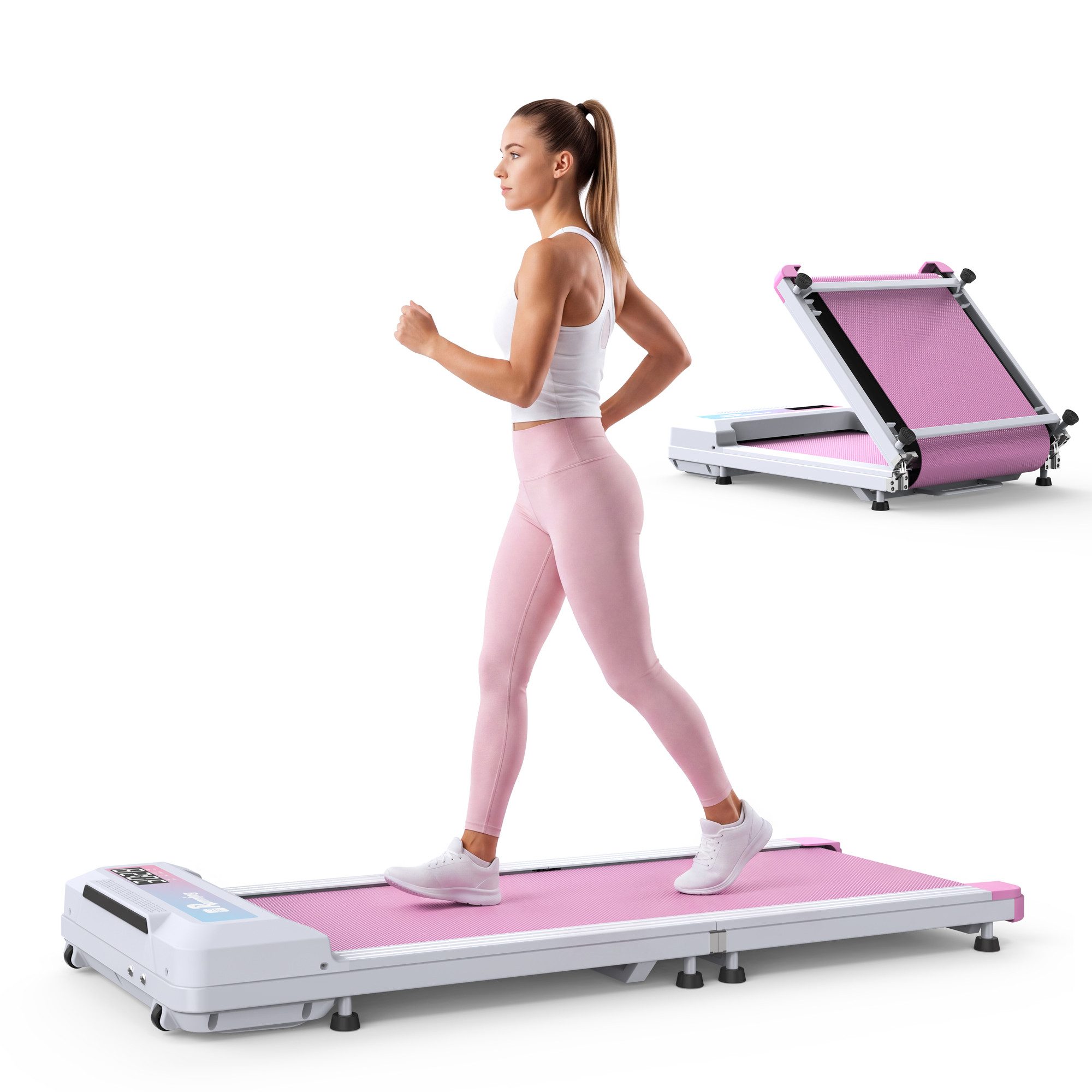 ANYSUN Laufband Faltbares Laufband mit 2,5 HP 40 x 100 cm Lauffläche, (12 Programme, 180° faltbar, nur 16,5 cm flach, LED-Display & Fernbedienung), bis 130 kg – leises Laufband für Zuhause, Büro & kleines Apartment