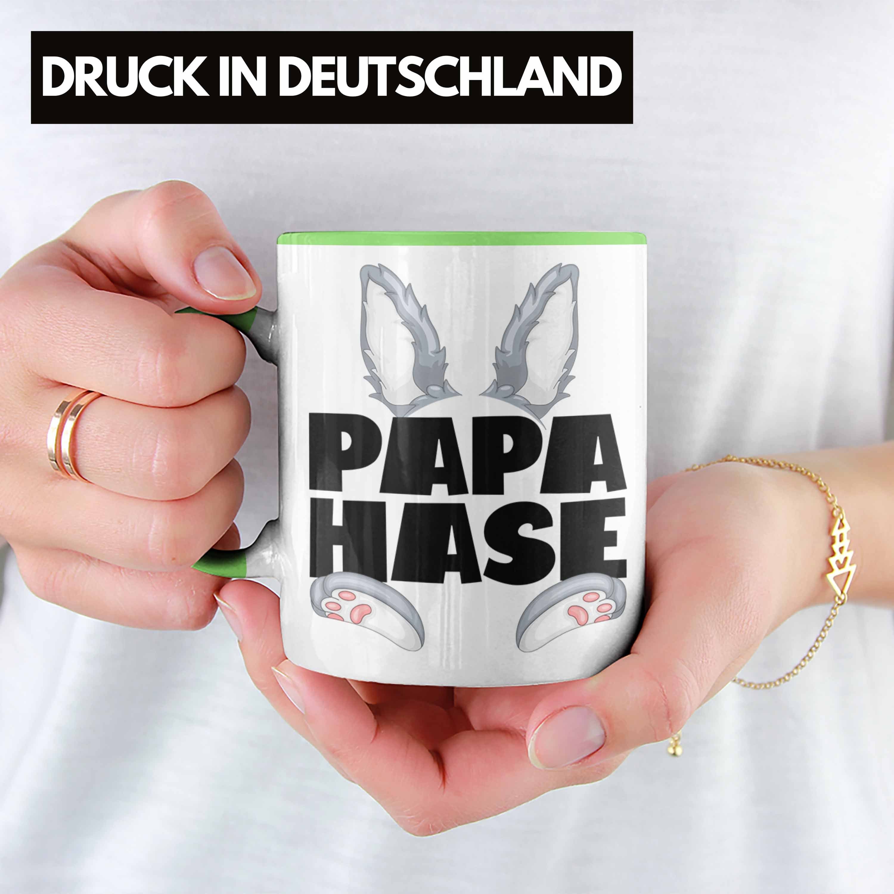 Trendation Tasse Papa Hasen-Vater Tasse Geschenkidee Hase Grün für Be Geschenk Kaffee-Becher