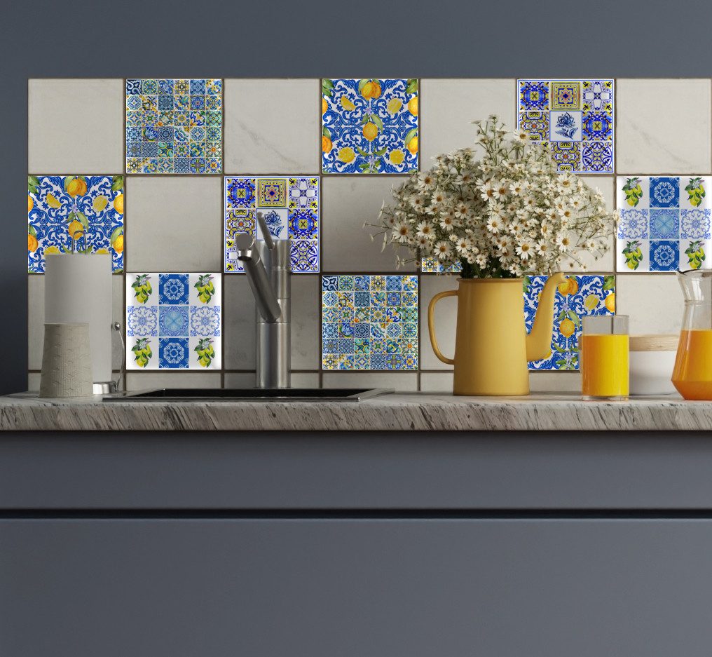 queence Fliesenaufkleber Bunte Ornamente (12 St), selbstklebend, 12er Set