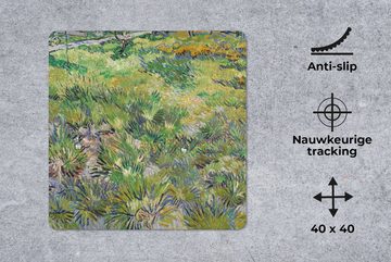 MuchoWow Gaming Mauspad Langes Gras mit Schmetterlingen - Vincent van Gogh (1-St), Mousepad mit Rutschfester Unterseite, Gaming, 40x40 cm, XXL, Großes