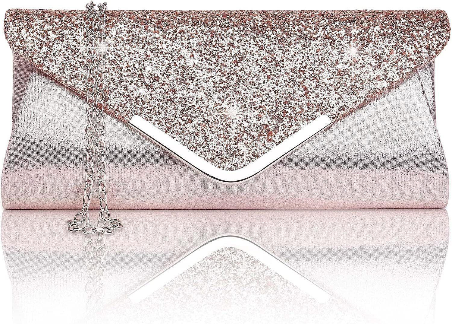 Fivejoy Abendtasche Frauen Glitter Umschlag Clutch Tasche, Mit Kette