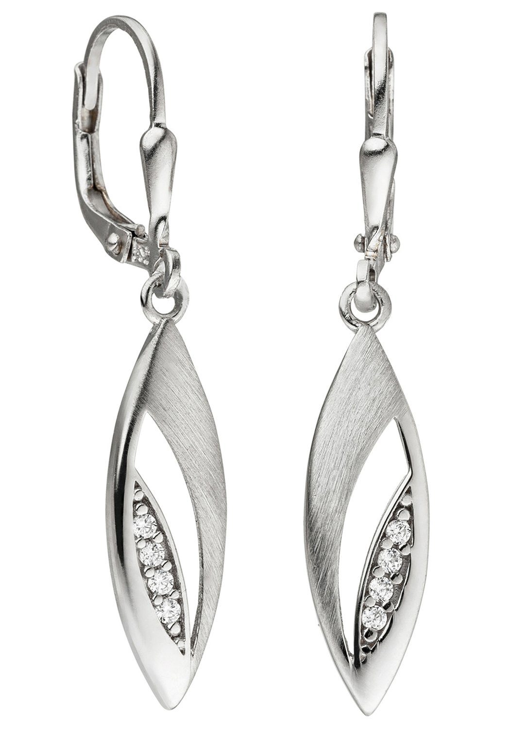 JOBO Paar Ohrhänger Ohrringe mit 8 Zirkonia, 925 Silber