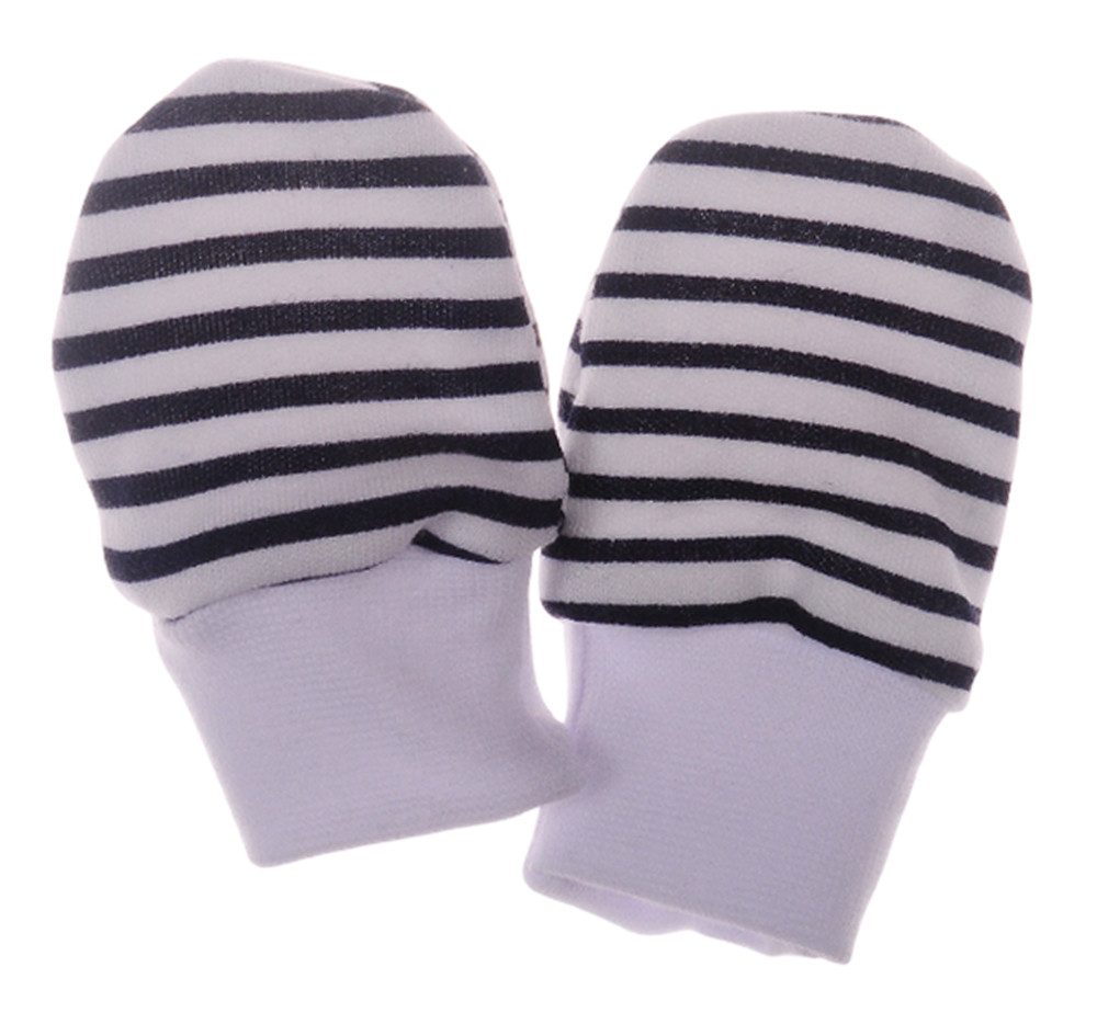 La Bortini Fäustlinge Baby Kratzhandschuhe Kratzfäustlinge 3er Pack gestreift aus Baumwolle, Baby Zubehör, 3 Paare, neutral