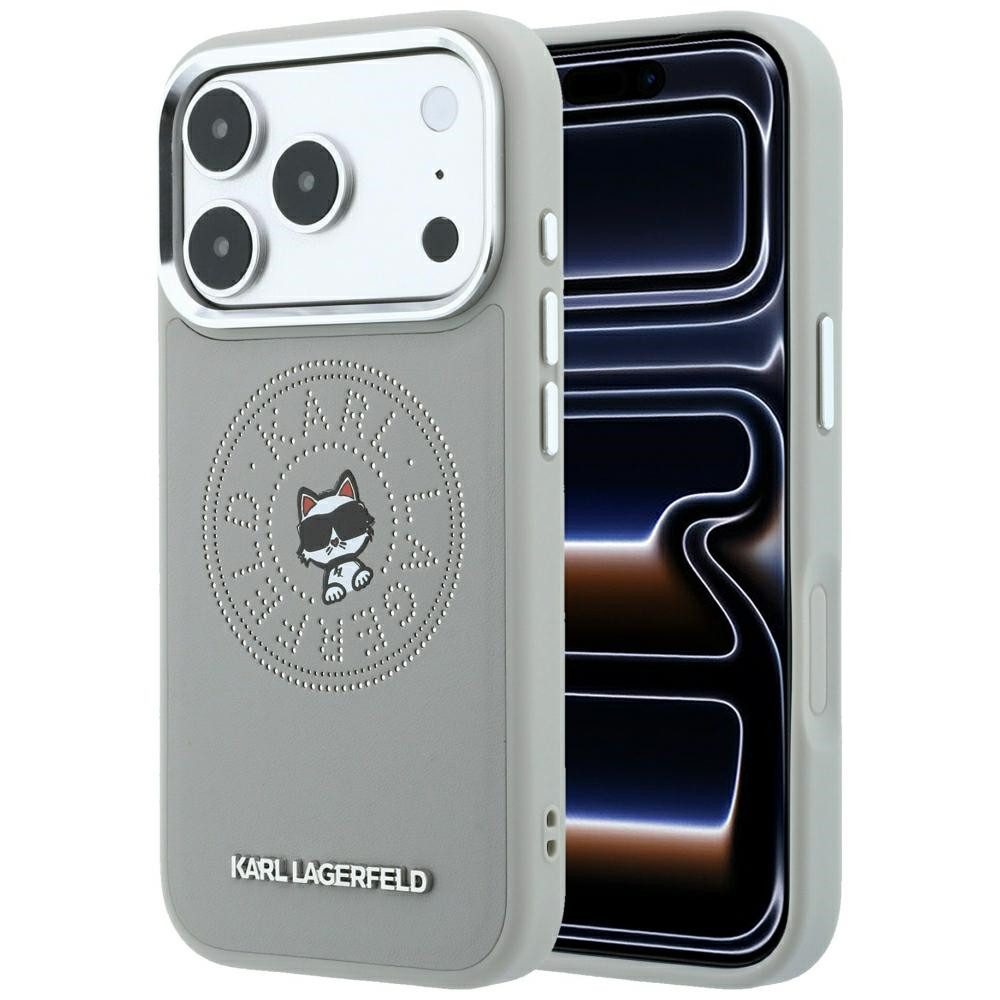 KARL LAGERFELD Handyhülle Schutzhülle Magnethülle Hartschale, MagSafe, PU-Kunstleder, Aluminiumrahmen