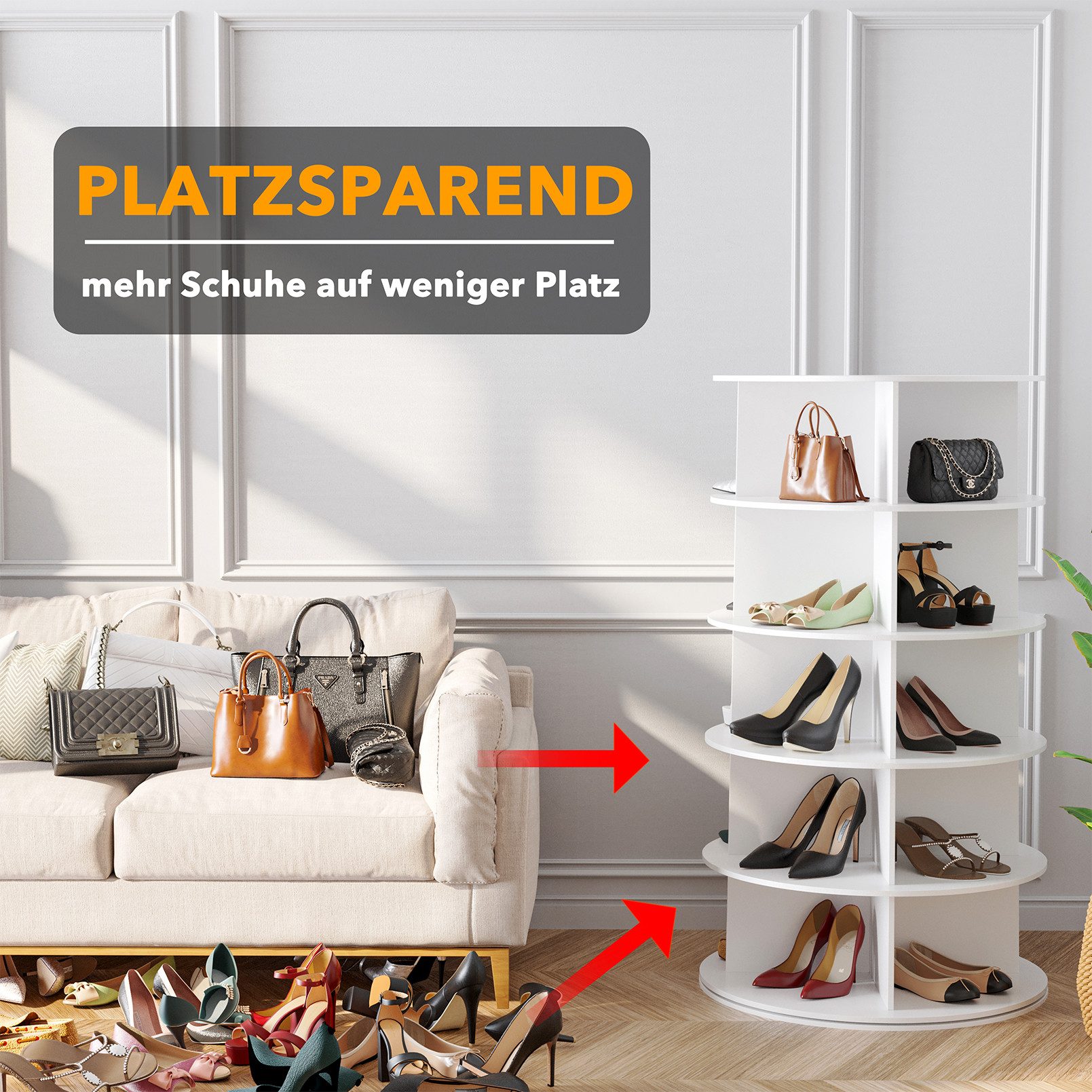 SpaceAid Bücherregal Drehbares Schuhregal, mit 5 günstig online kaufen