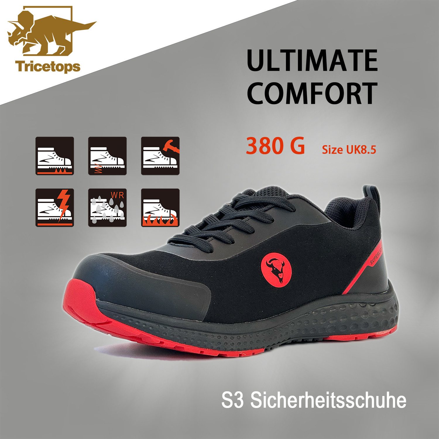 Tricetops CM232 Sicherheitsschuhe S1P Arbeitsschuhe Herren metallfreie Arbeitsschuh – Bild 4 von 5
