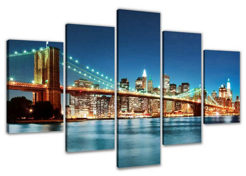 Visario Bild mit Rahmen 2 m x 1 m fünfteiliges Bilderset von Visario auf Leinwand fertig zum Aufhängen/gerahmt, NYC