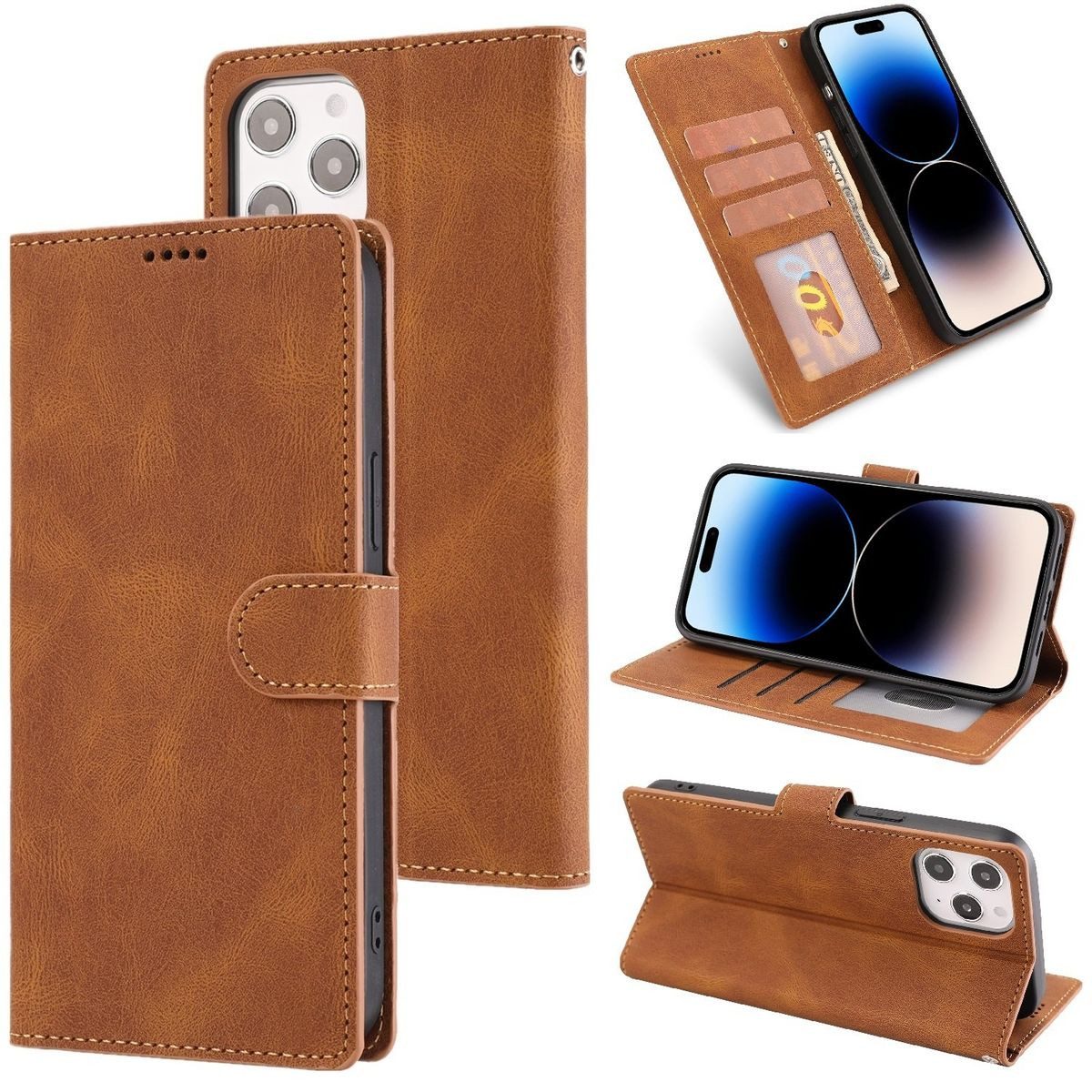 König Design Handyhülle Apple iPhone 14 Pro Max, Schutzhülle Schutztasche Case Cover Etuis Wallet Klapptasche Bookstyle