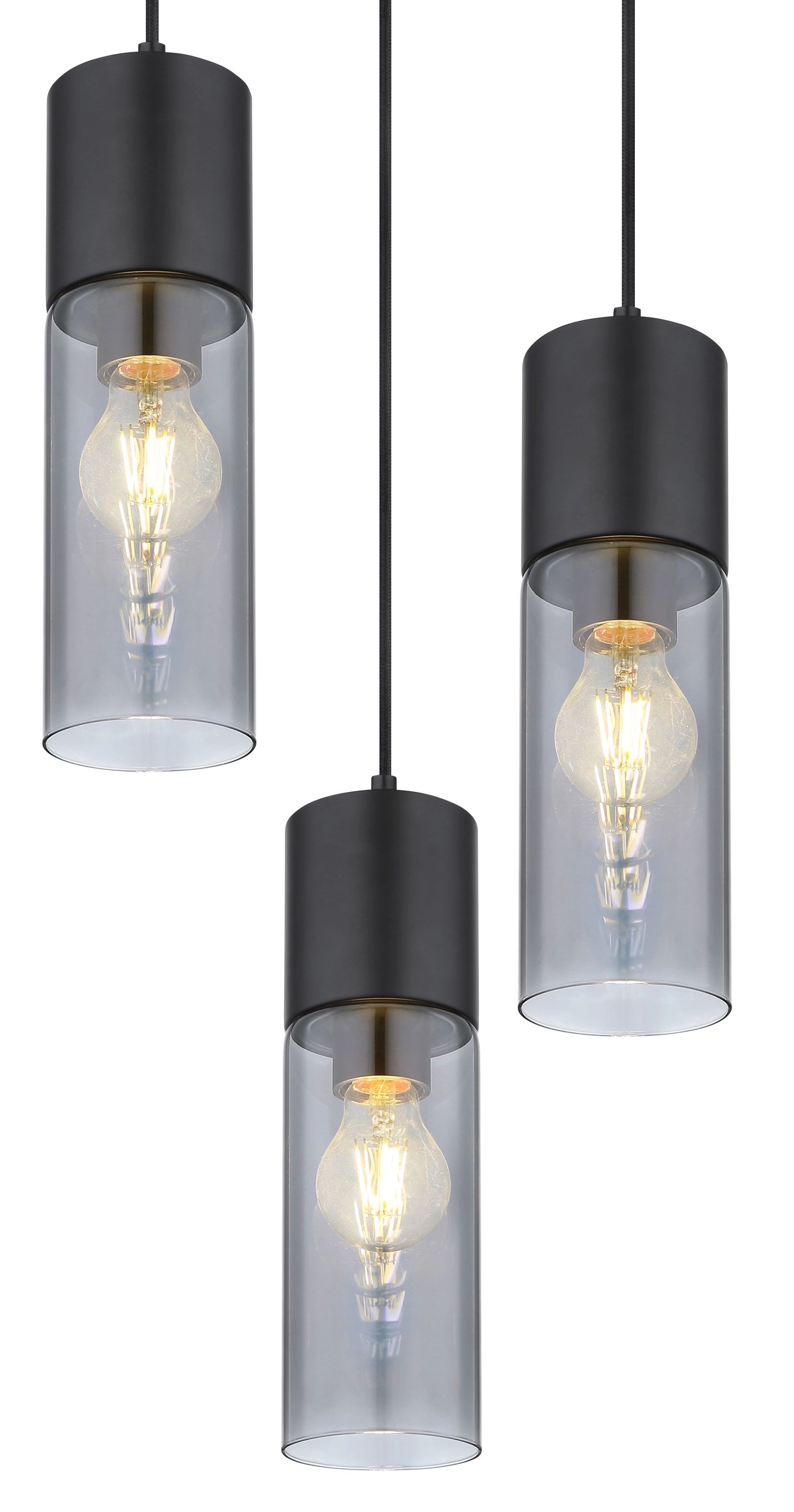 GLOBO LIGHTING Pendelleuchte ANNIKA, ohne Leuchtmittel, Höhe kürzbar, Glas, Essbereich, Wohnzimmer