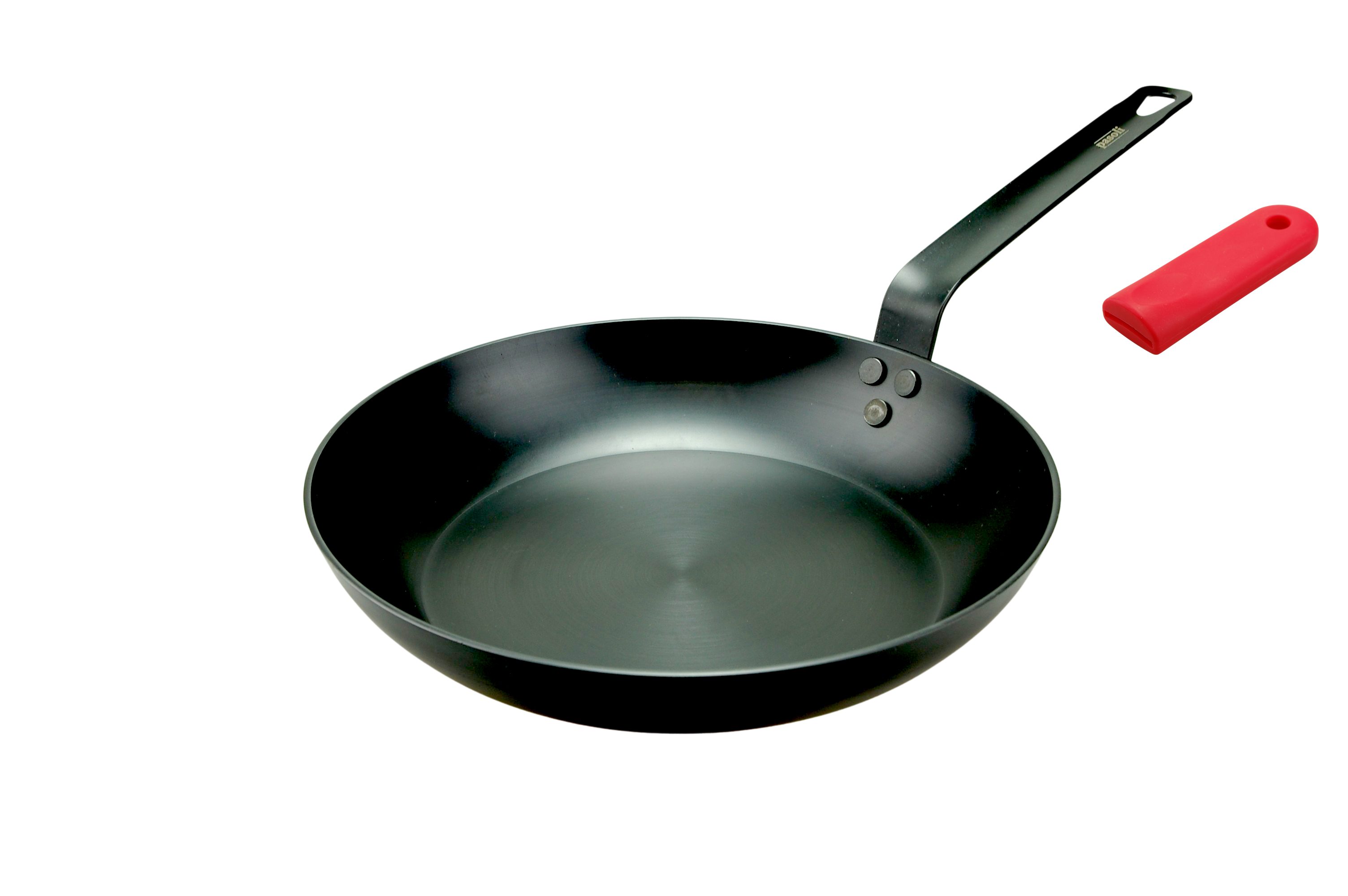 pasoli Bratpfanne voreingebrannt inkl. Griffschutz, Carbonstahl, Induktionsgeeignet, 28 cm Durchmesser