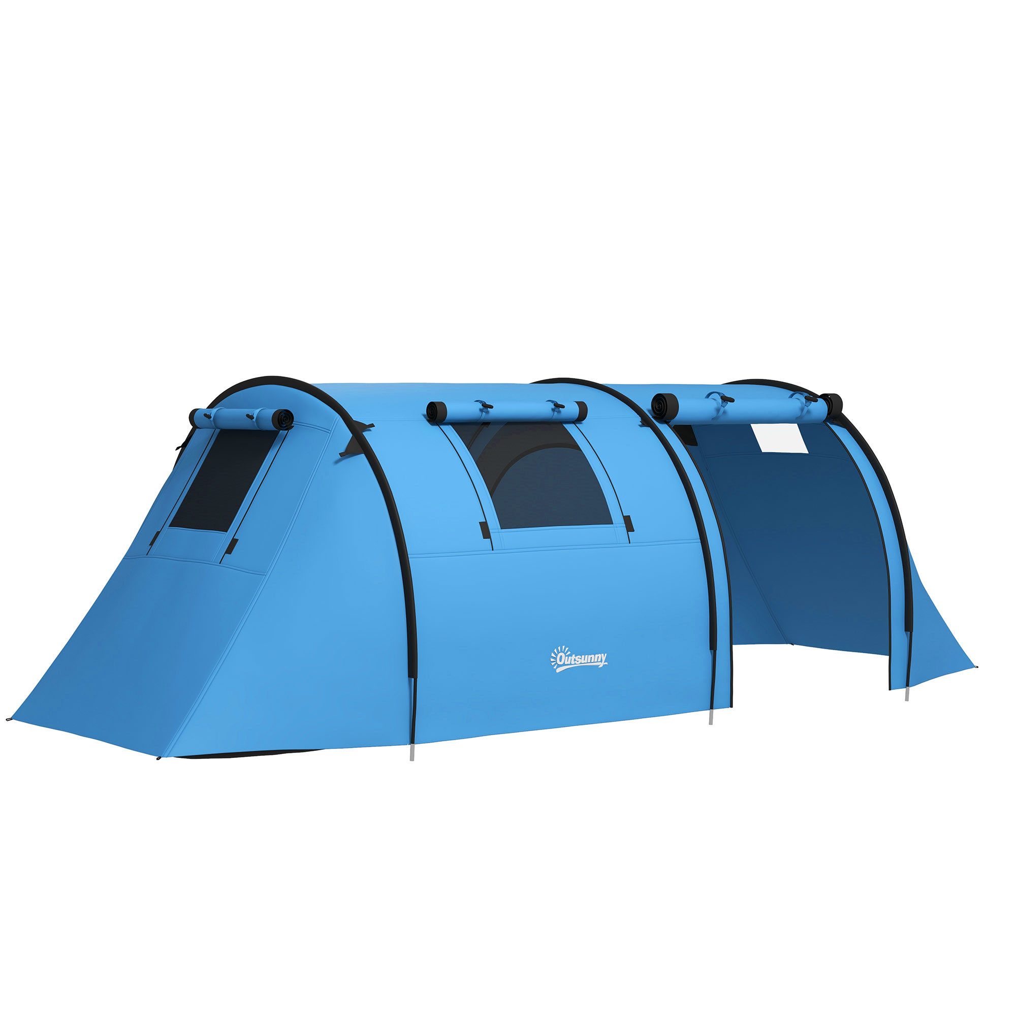 Outsunny Kuppelzelt Campingzelt stabil mit Schlafzimmer Wohnzimmer, Tunnelzelt, Personen: 4 (wasserdicht Campingzelt, 1 tlg., Familienzelt), für Camping Reise, Himmelblau