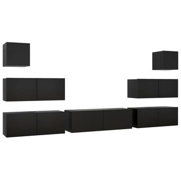 vidaXL Kleiderschrank 7-tlg TV-Schrank-Set Schwarz Spanplatte TV-Konsole für Fernseher