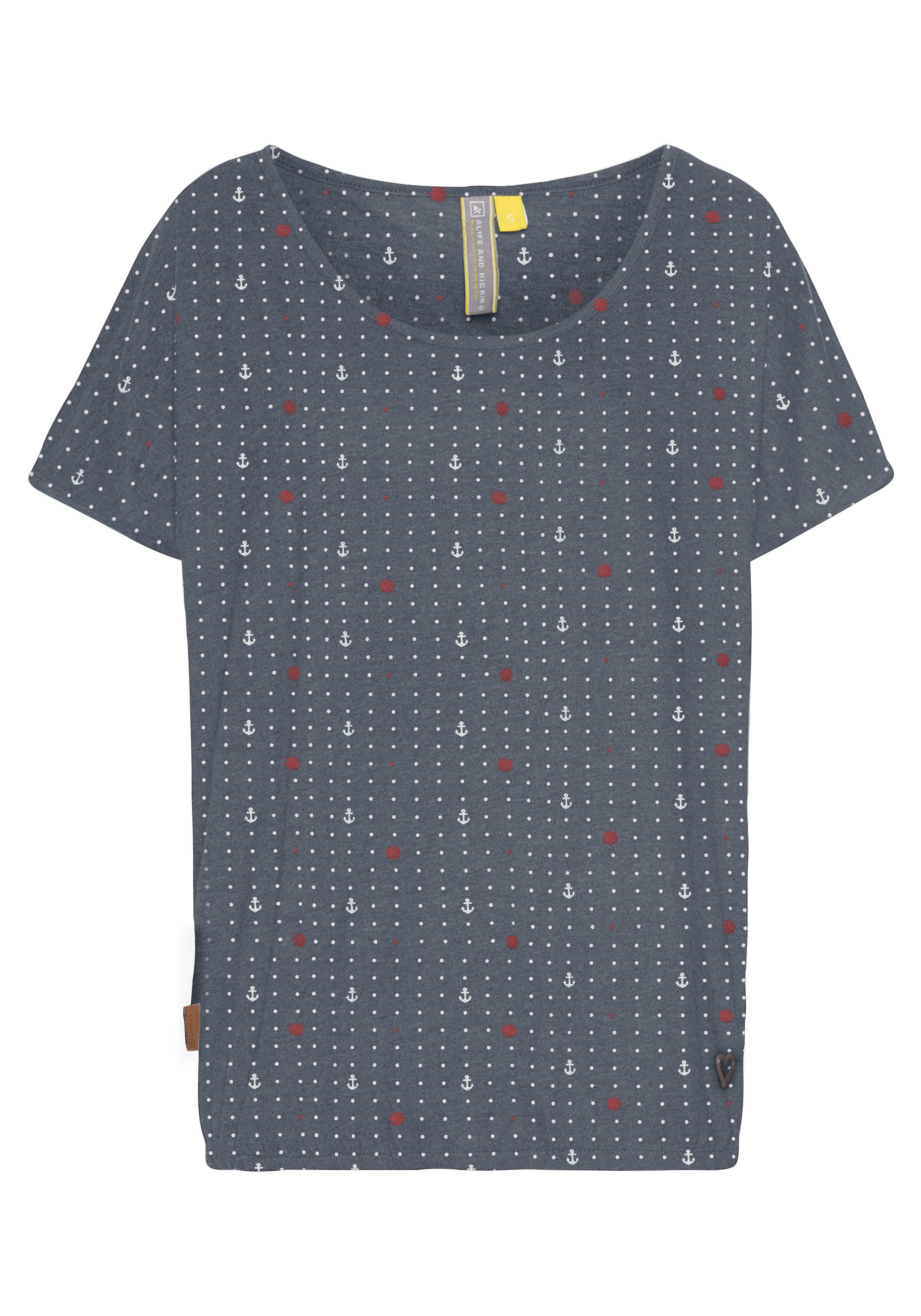 sommerlicher Alife & & print Jerseykleid mit (Set, SunnyAK - 2-tlg., T-Shirt) Shirt Zweiteiler Kleid marine Kickin