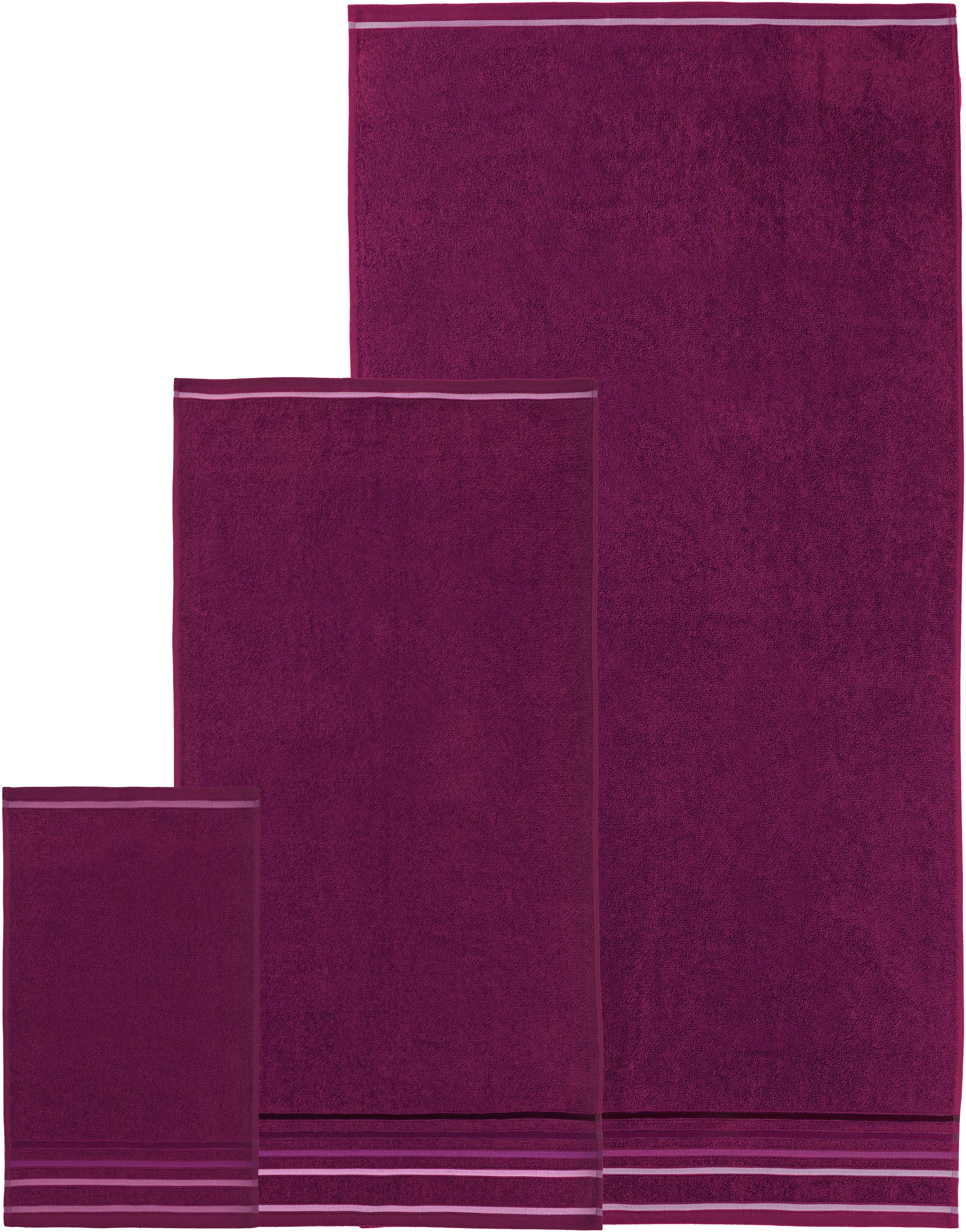 my home Handtuch Set Niki, Duschtuch, Handtücher und Gästetücher, Walkfrottee (Set, 7-St), Handtücher mit mehrfarbiger Streifenbordüre, weich, aus 100% Baumwolle