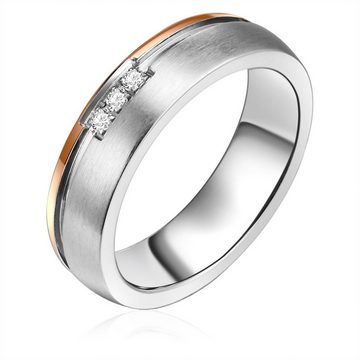 Trilani Fingerring silber/roségold, aus Edelstahl