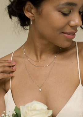 Hey Happiness Paar Creolen Silber 925 Damen, Perle Ohrringe hängend, Creolen Süßwasserperle Anhänger 18K Roségold vergoldet, Brautschmuck