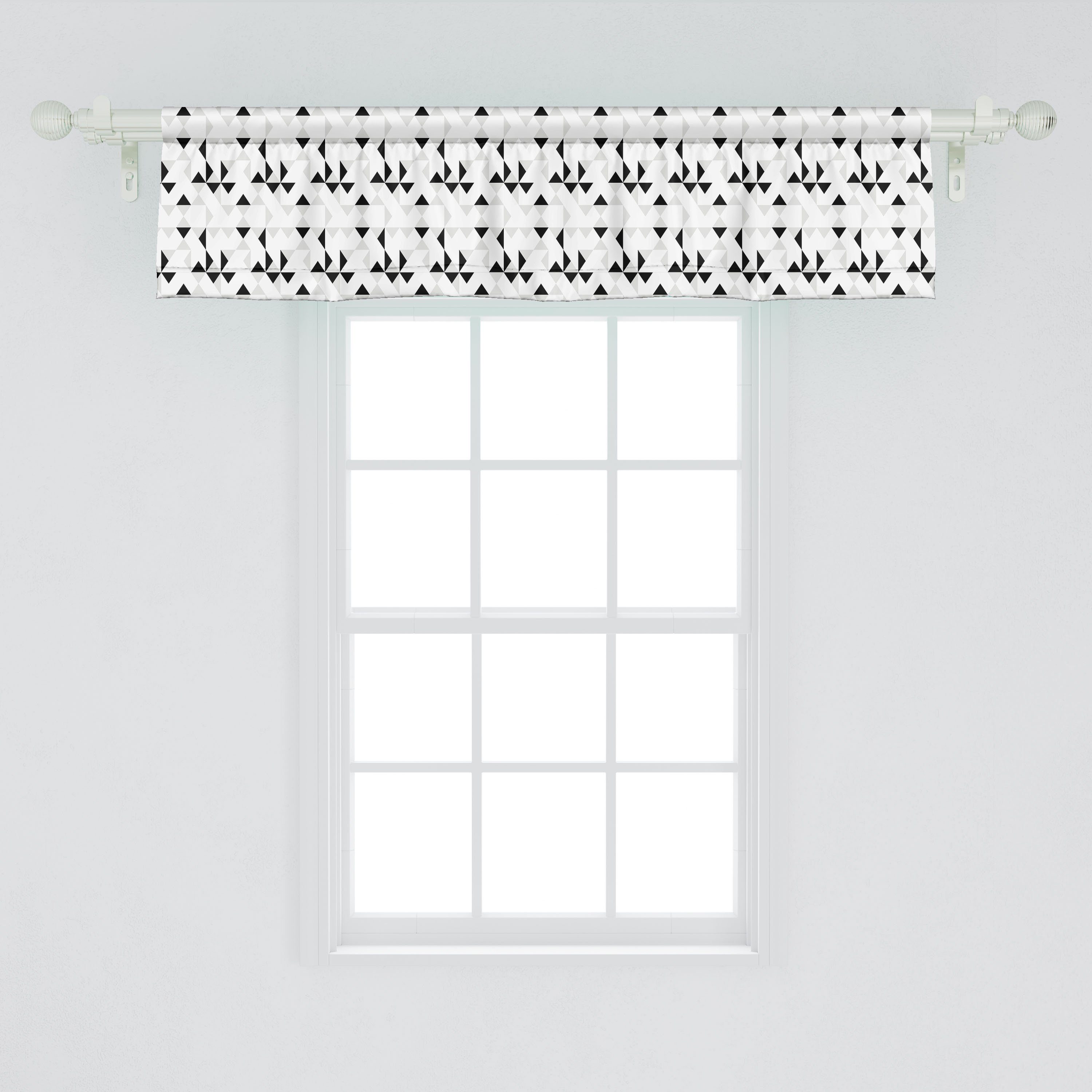Vorhang Küche mit Scheibengardine Abakuhaus, Volant Microfaser, Abstrakte Kunst für Graustufen- Schlafzimmer Stangentasche, Mosaik-Kunst Dekor