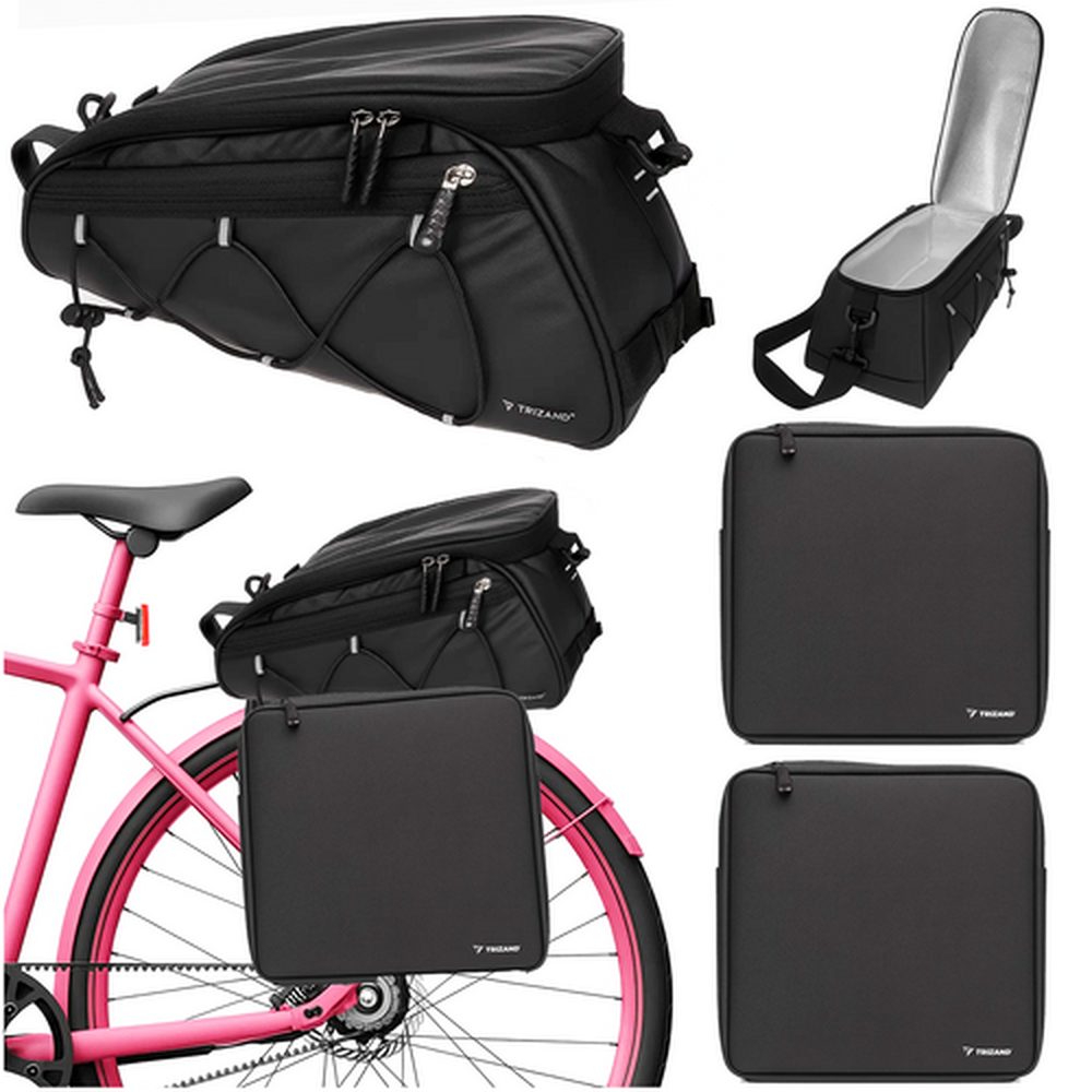 Trizand Fahrradtasche Gepäckträgertasche Thermotaschen 16 L (Spar-Set, widerstandsfähig), Zwei Seitentaschen + zentrale Thermotasche mit ca. 16 L Gesamtvolumen