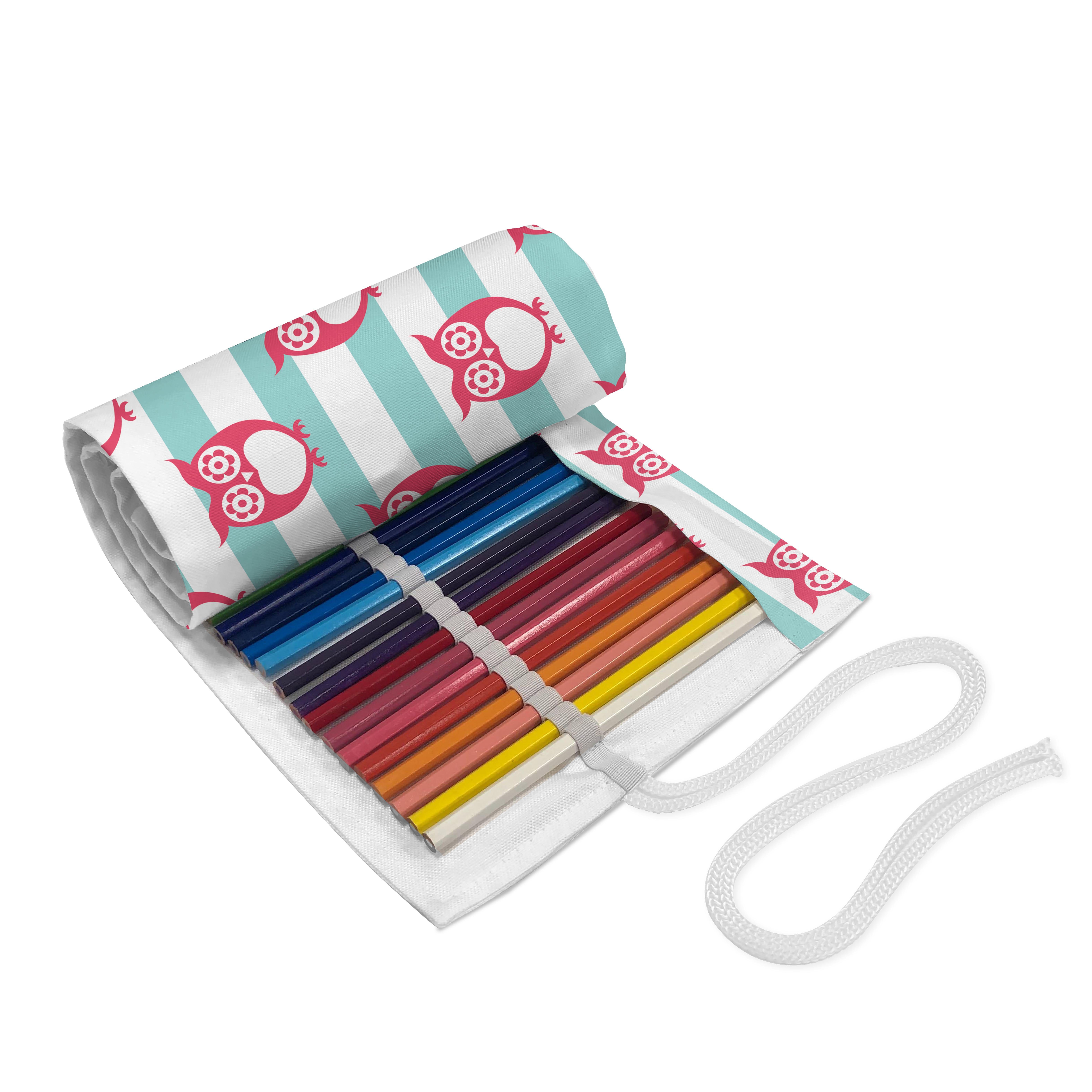 Abakuhaus Federmäppchen langlebig und tragbar Segeltuch Stiftablage Organizer, Eule Blumen-Augen Positive Stimmung