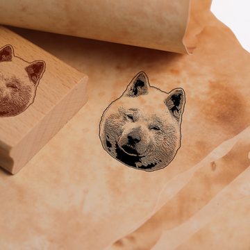 Dekolando Stempel Motivstempel Hokkaido Dog Stempel Hund Holzstempel 43 x 48 mm