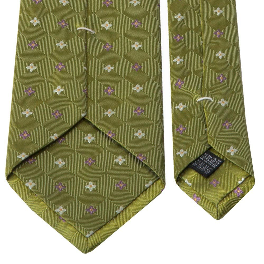 Breit (8cm) Seiden-Jacquard Greenery Blüten-Muster mit Krawatte BGENTS Krawatte