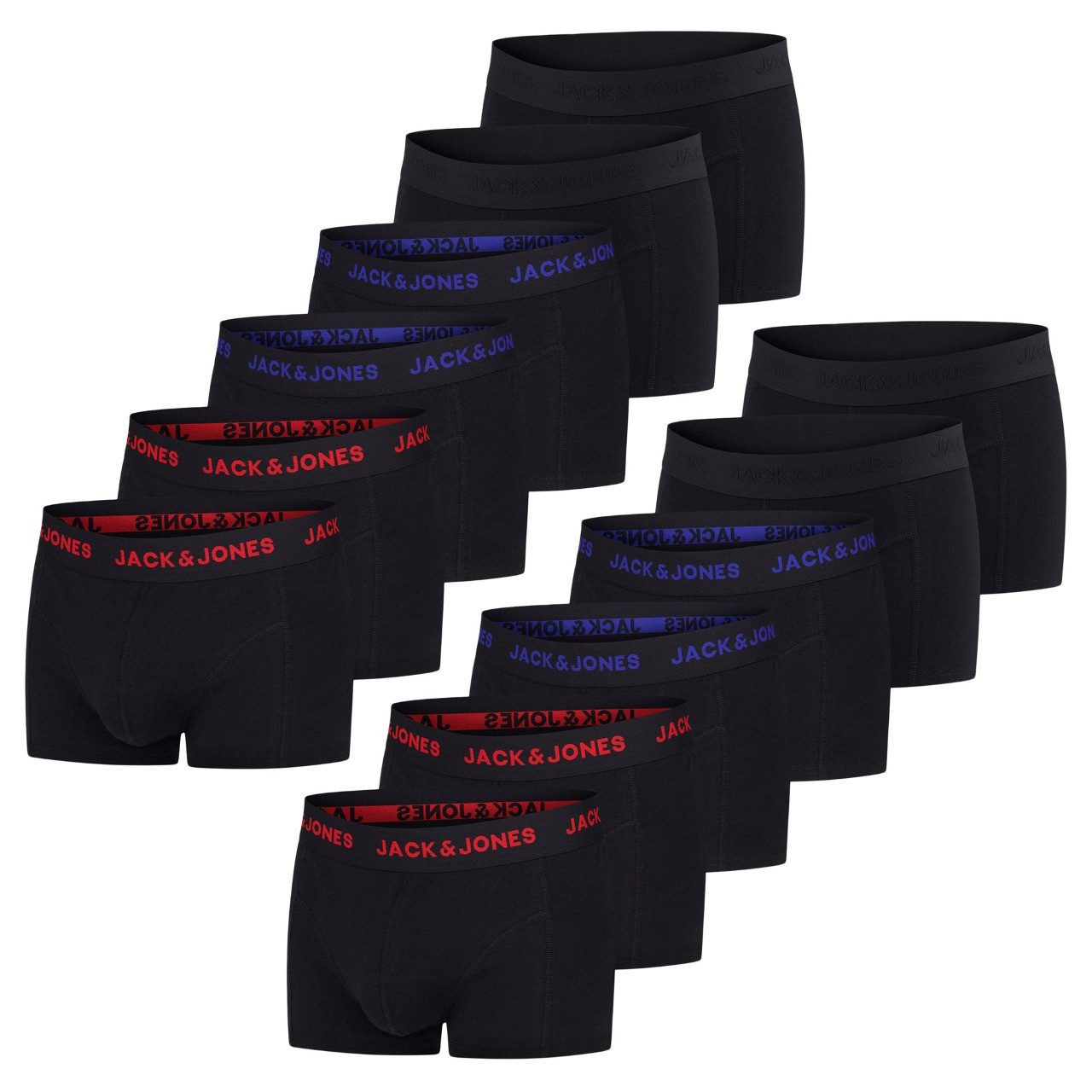 Jack & Jones Boxershorts Herren Retroshorts JACJEANS TRUNKS 12er Pack Regular Fit (Vorteilspack, 12-St) Unterhosen mit Stretch