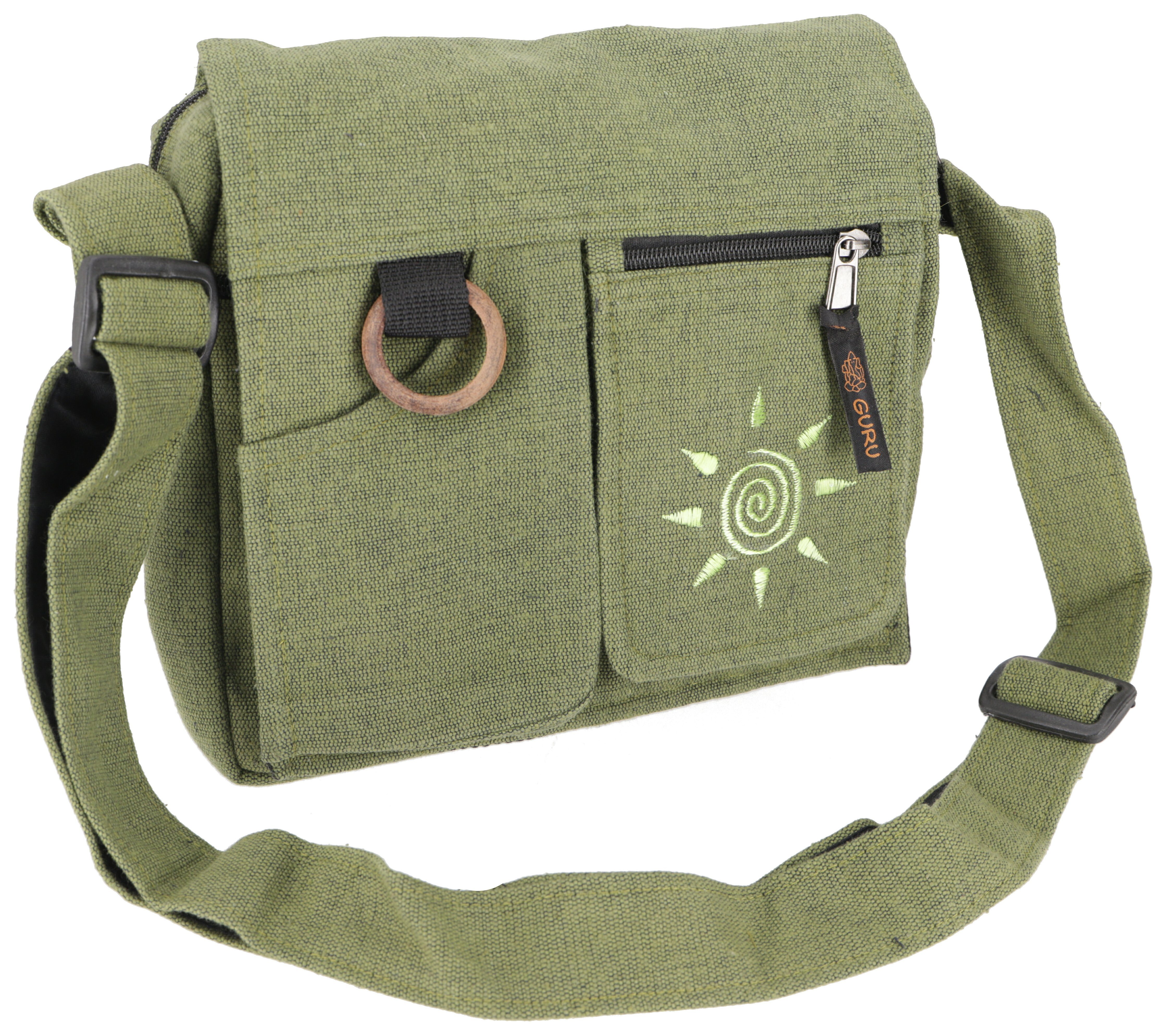 Guru-Shop Schultertasche Boho Schultertasche, Hippie Tasche Sonne,.. Sonne/ grün